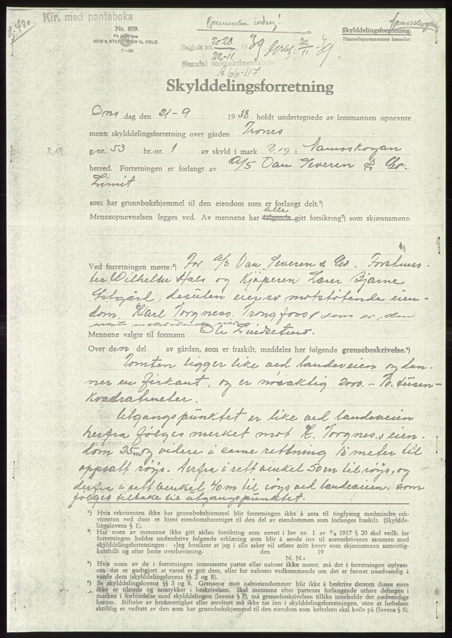 Namdal sorenskriveri, SAT/A-4133/1/2/2C: Pantebok nr. -, 1937-1939, Tingl.dato: 22.11.1939