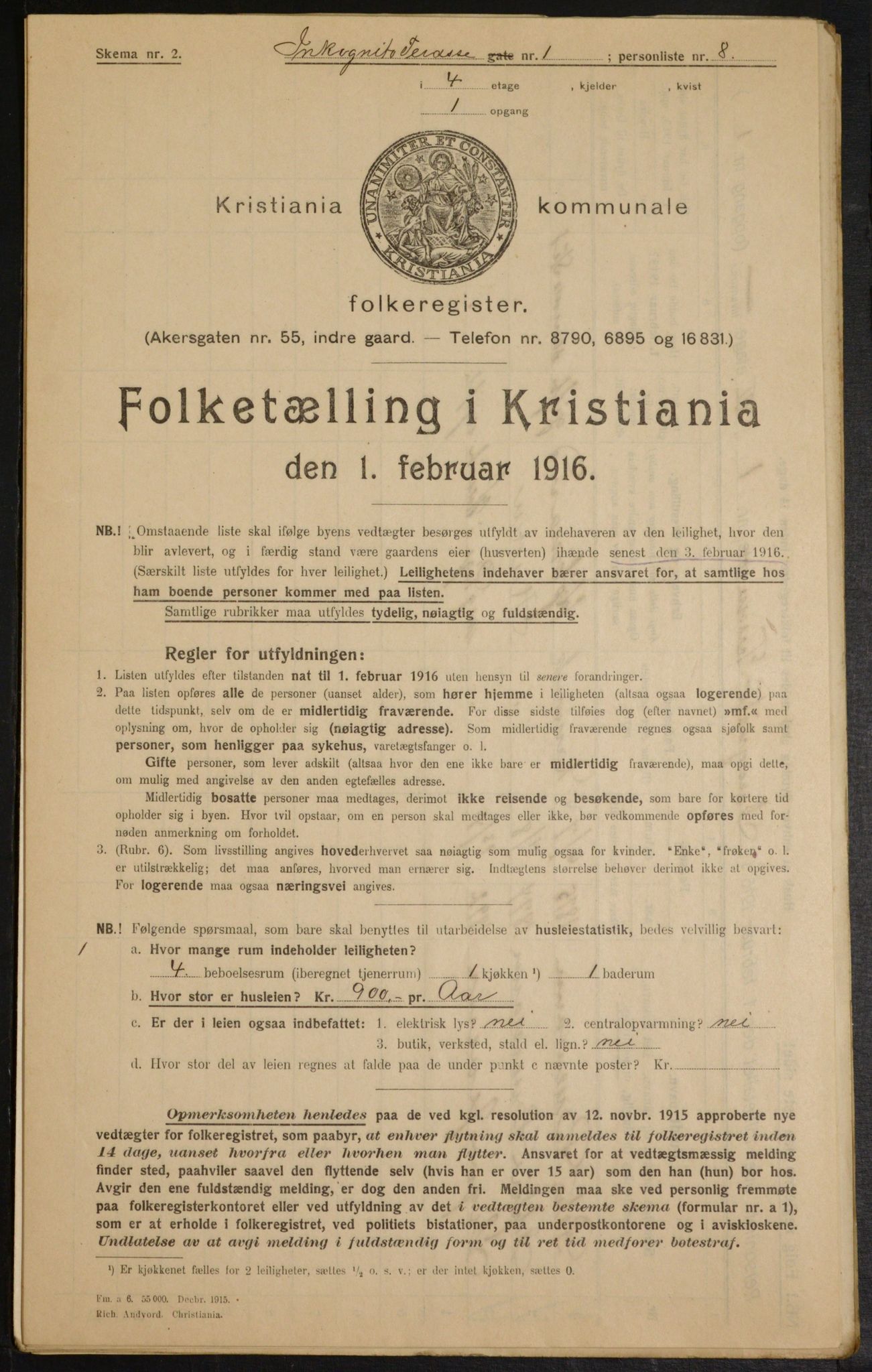 OBA, Kommunal folketelling 1.2.1916 for Kristiania, 1916, s. 45310