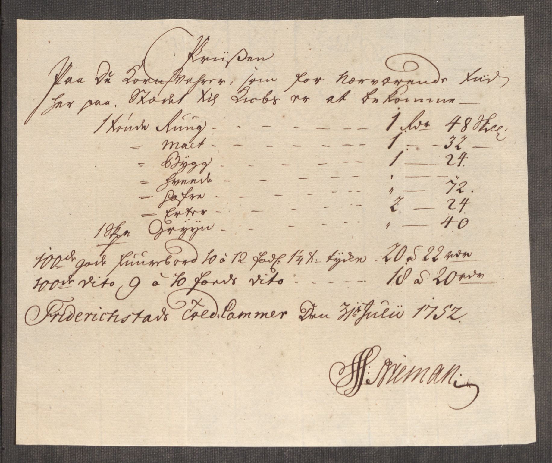 Rentekammeret inntil 1814, Realistisk ordnet avdeling, AV/RA-EA-4070/Oe/L0004: [Ø1]: Priskuranter, 1749-1752, s. 767