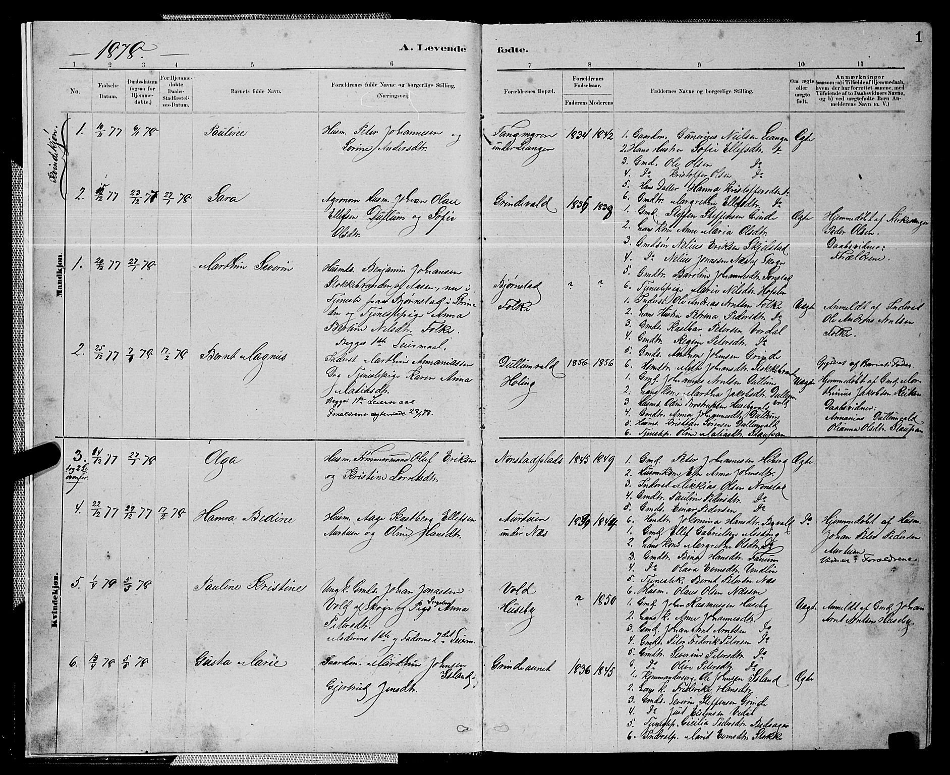 Ministerialprotokoller, klokkerbøker og fødselsregistre - Nord-Trøndelag, AV/SAT-A-1458/714/L0134: Klokkerbok nr. 714C03, 1878-1898, s. 1