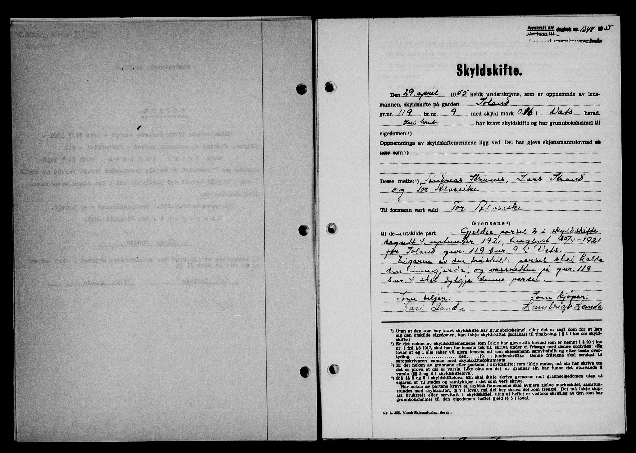 Karmsund sorenskriveri, AV/SAST-A-100311/01/II/IIB/L0115: Pantebok nr. 95A, 1955-1955, Dagboknr: 1348/1955