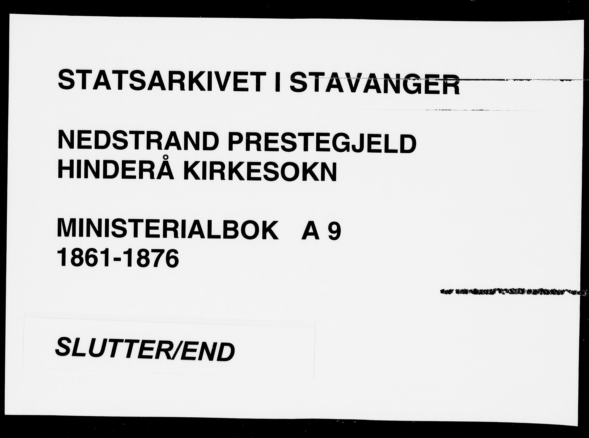 Nedstrand sokneprestkontor, SAST/A-101841/01/IV: Ministerialbok nr. A 9, 1861-1876