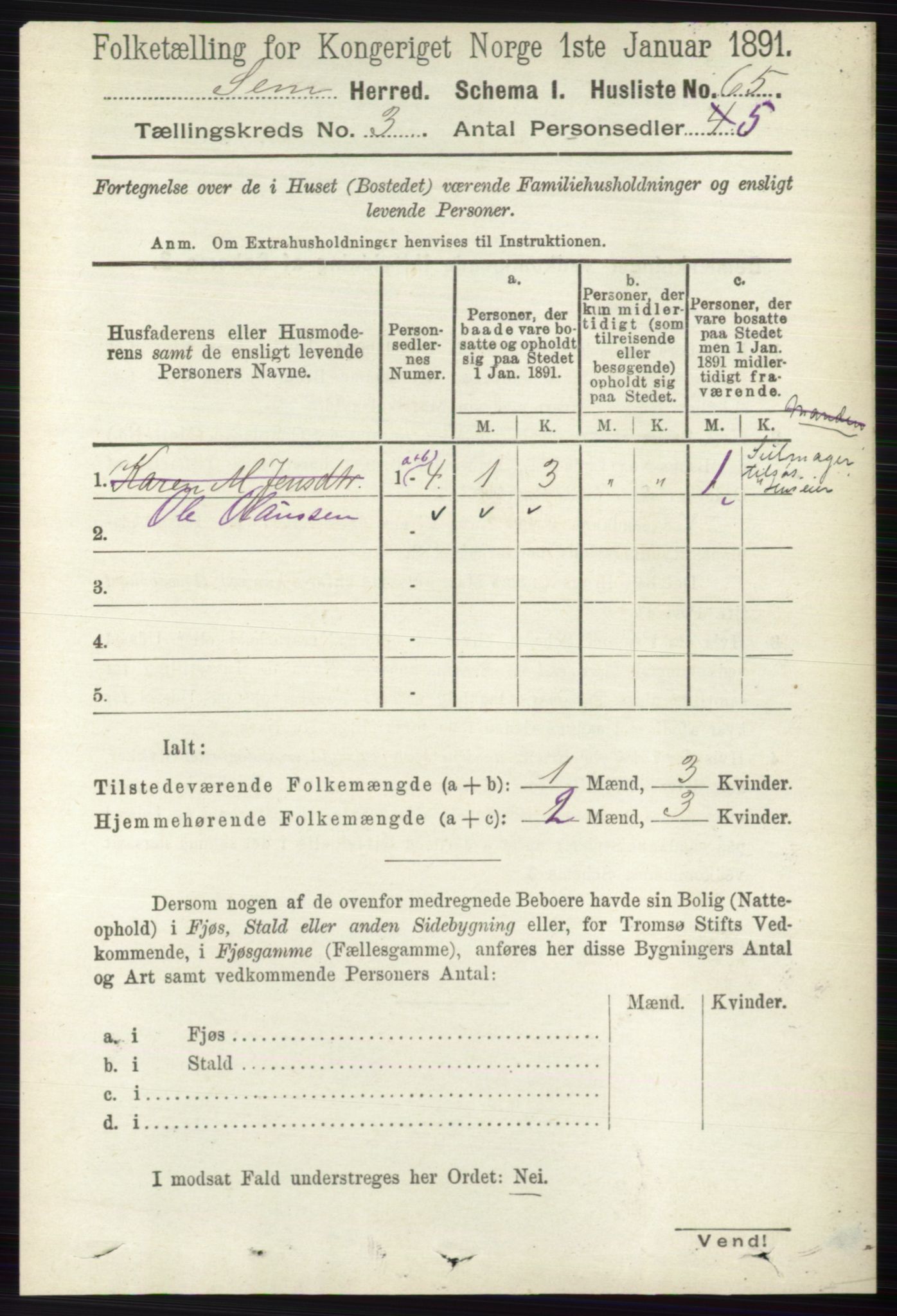 RA, Folketelling 1891 for 0721 Sem herred, 1891, s. 1004