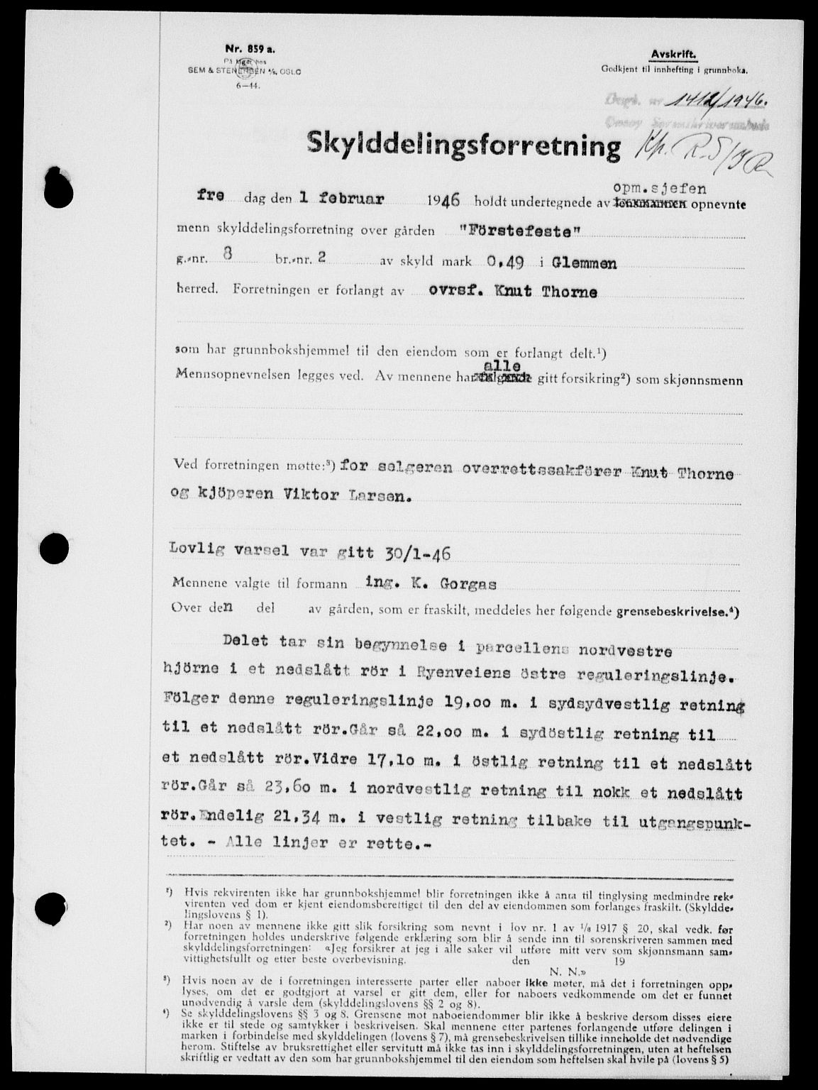 Onsøy sorenskriveri, SAO/A-10474/G/Ga/Gab/L0016: Pantebok nr. II A-16, 1946-1946, Dagboknr: 1412/1946