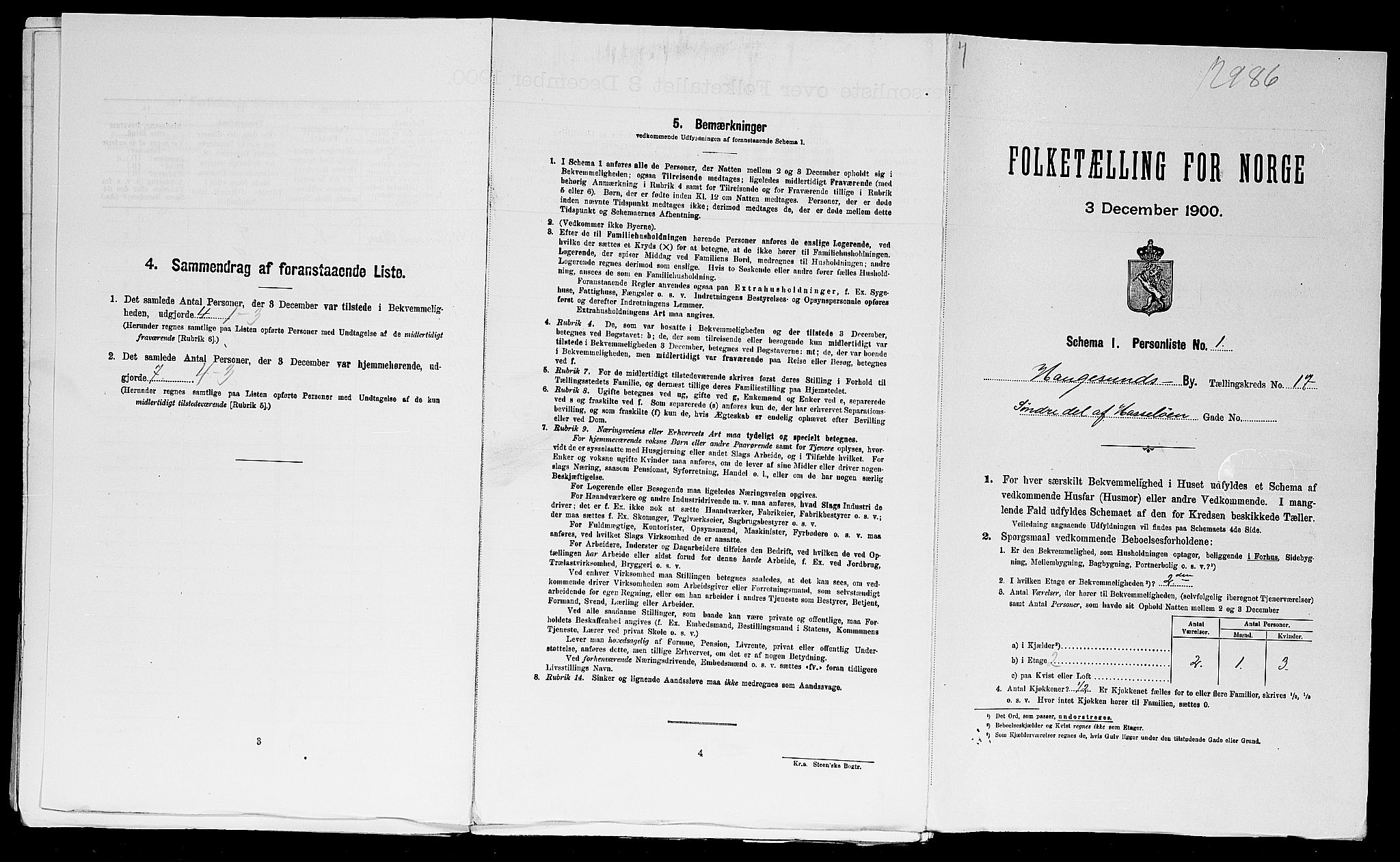 SAST, Folketelling 1900 for 1106 Haugesund kjøpstad, 1900, s. 3925