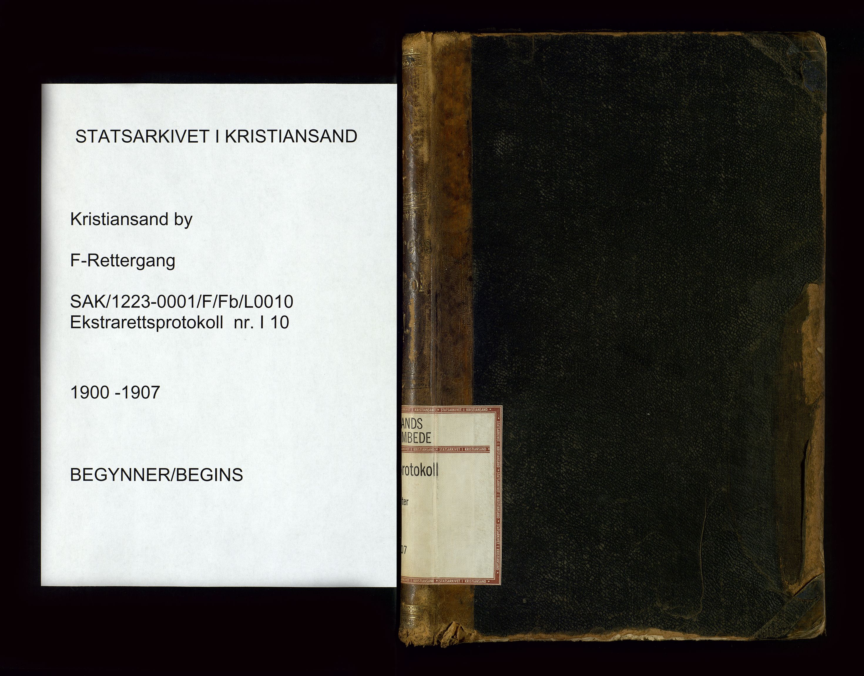 Kristiansand byrett, SAK/1223-0001/F/Fb/L0010: Ekstrarettsprotokoll nr. 10 serie I med register, 1900-1907