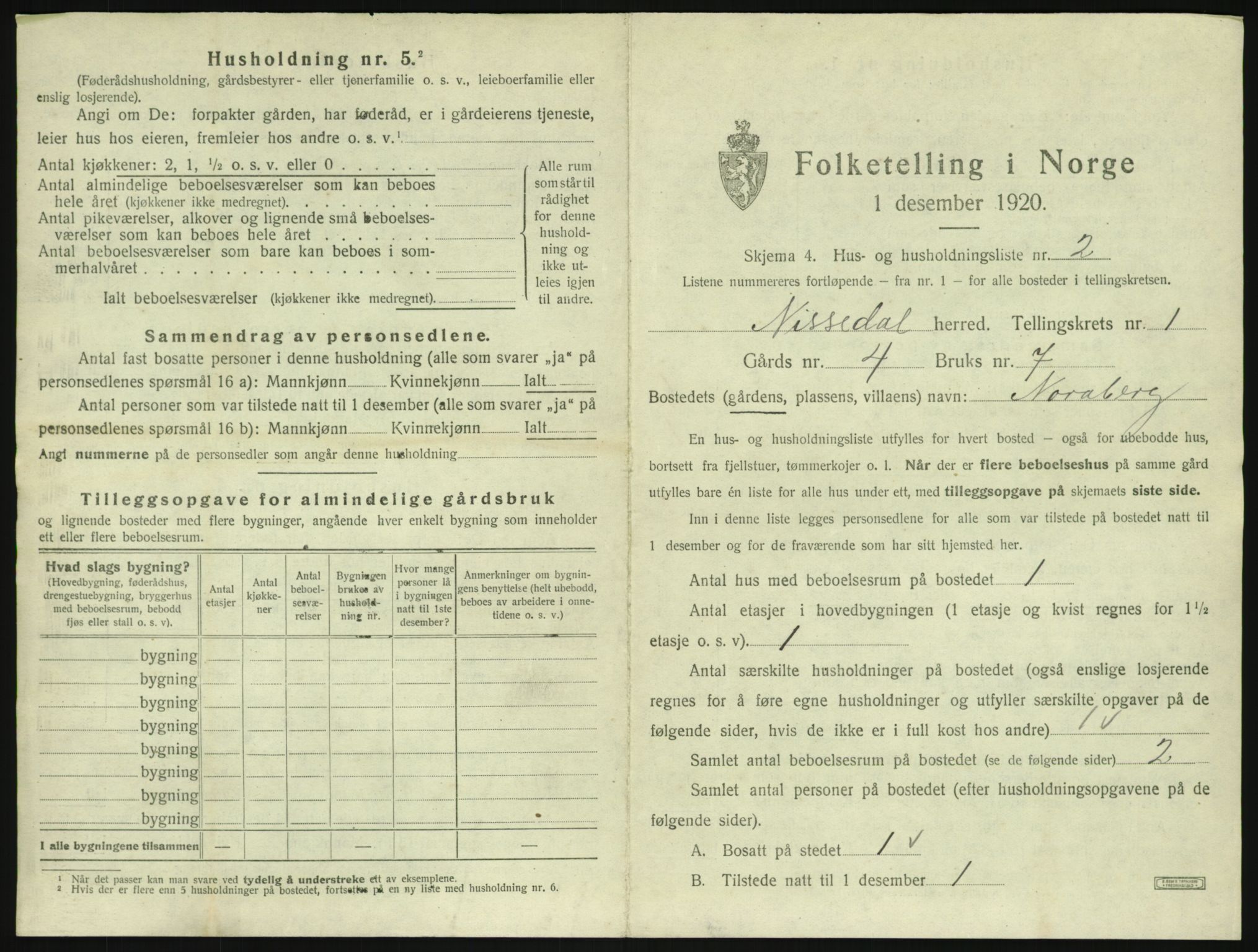 SAKO, Folketelling 1920 for 0830 Nissedal herred, 1920, s. 47