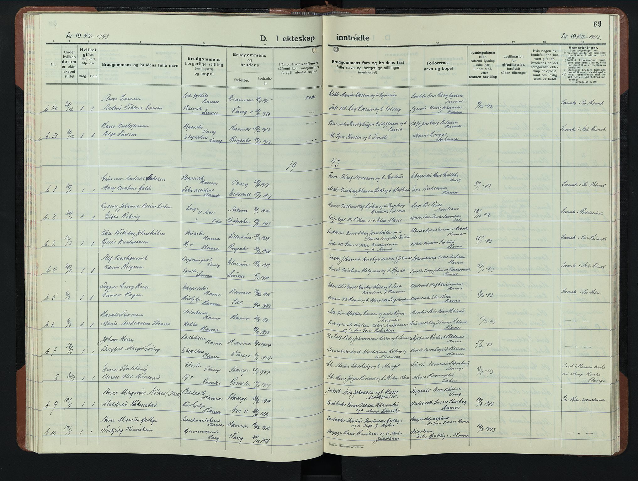 Hamar prestekontor, SAH/DOMPH-002/H/Ha/Hab/L0006: Klokkerbok nr. 6, 1931-1950, s. 69