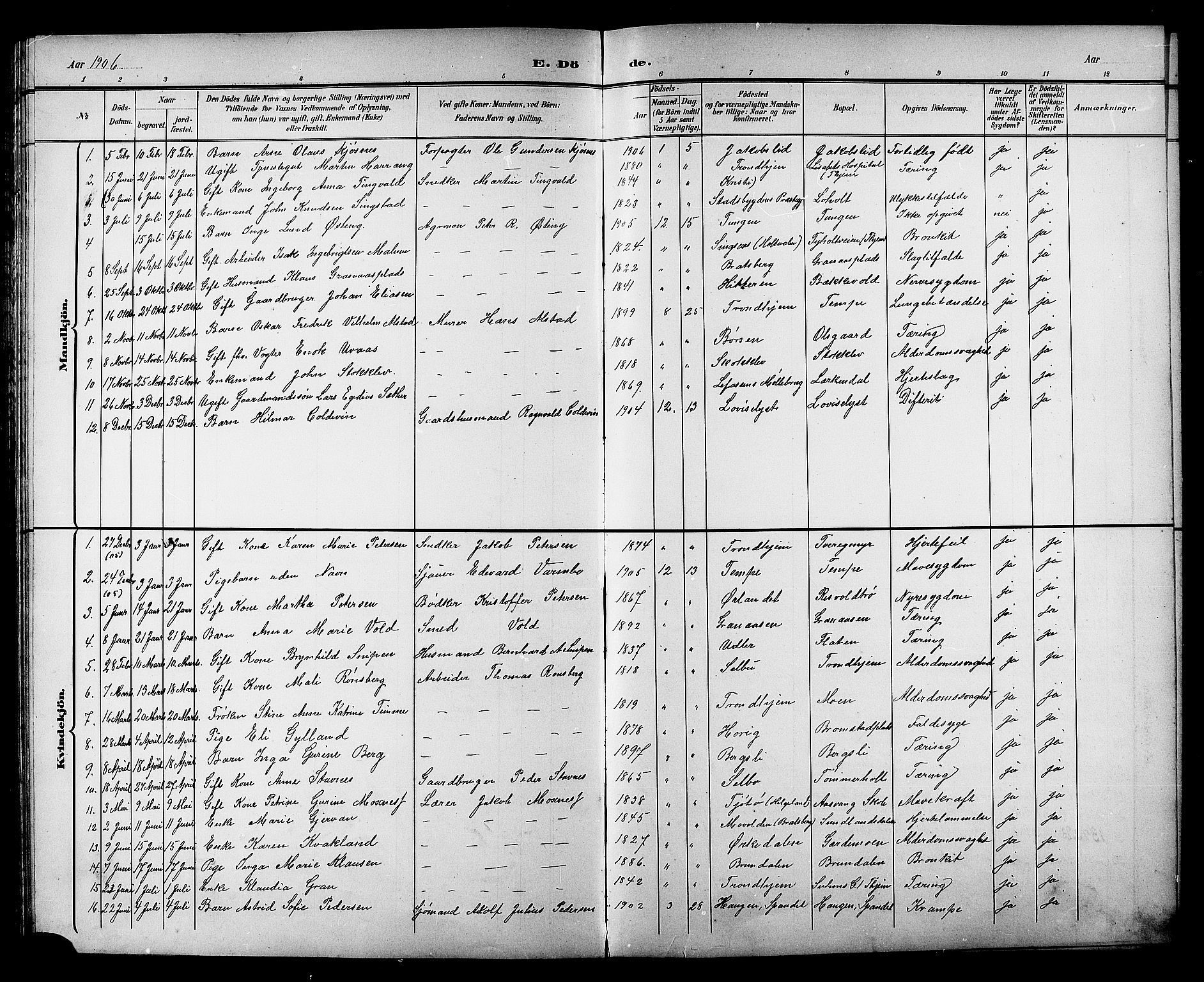 Ministerialprotokoller, klokkerbøker og fødselsregistre - Sør-Trøndelag, AV/SAT-A-1456/606/L0313: Klokkerbok nr. 606C09, 1895-1910