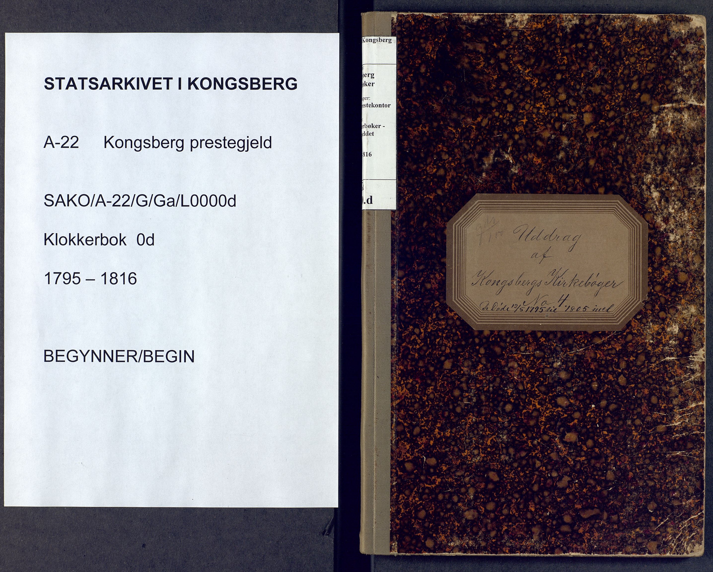 Kongsberg kirkebøker, AV/SAKO-A-22/G/Ga/L0000d: Klokkerbok nr. 0d, 1795-1816