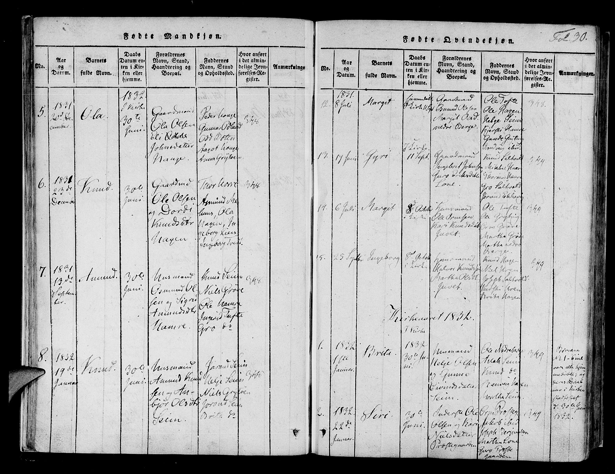 Røldal sokneprestembete, AV/SAB-A-100247: Ministerialbok nr. A 2, 1817-1856, s. 30