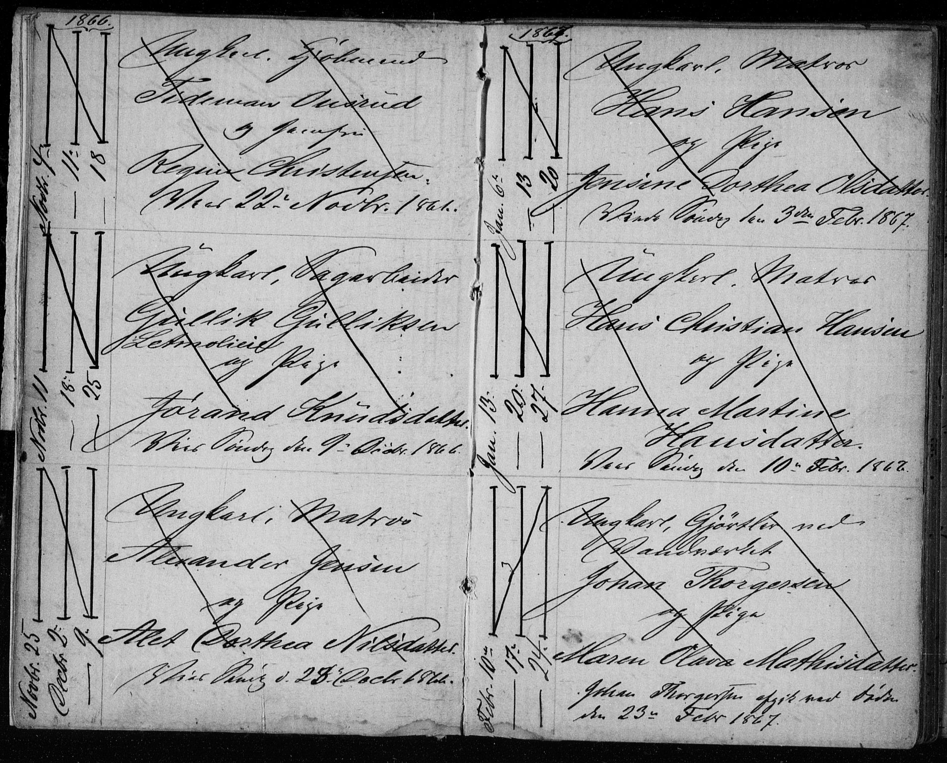 Bragernes kirkebøker, AV/SAKO-A-6/H/Ha/L0005: Lysningsprotokoll nr. 5, 1866-1872
