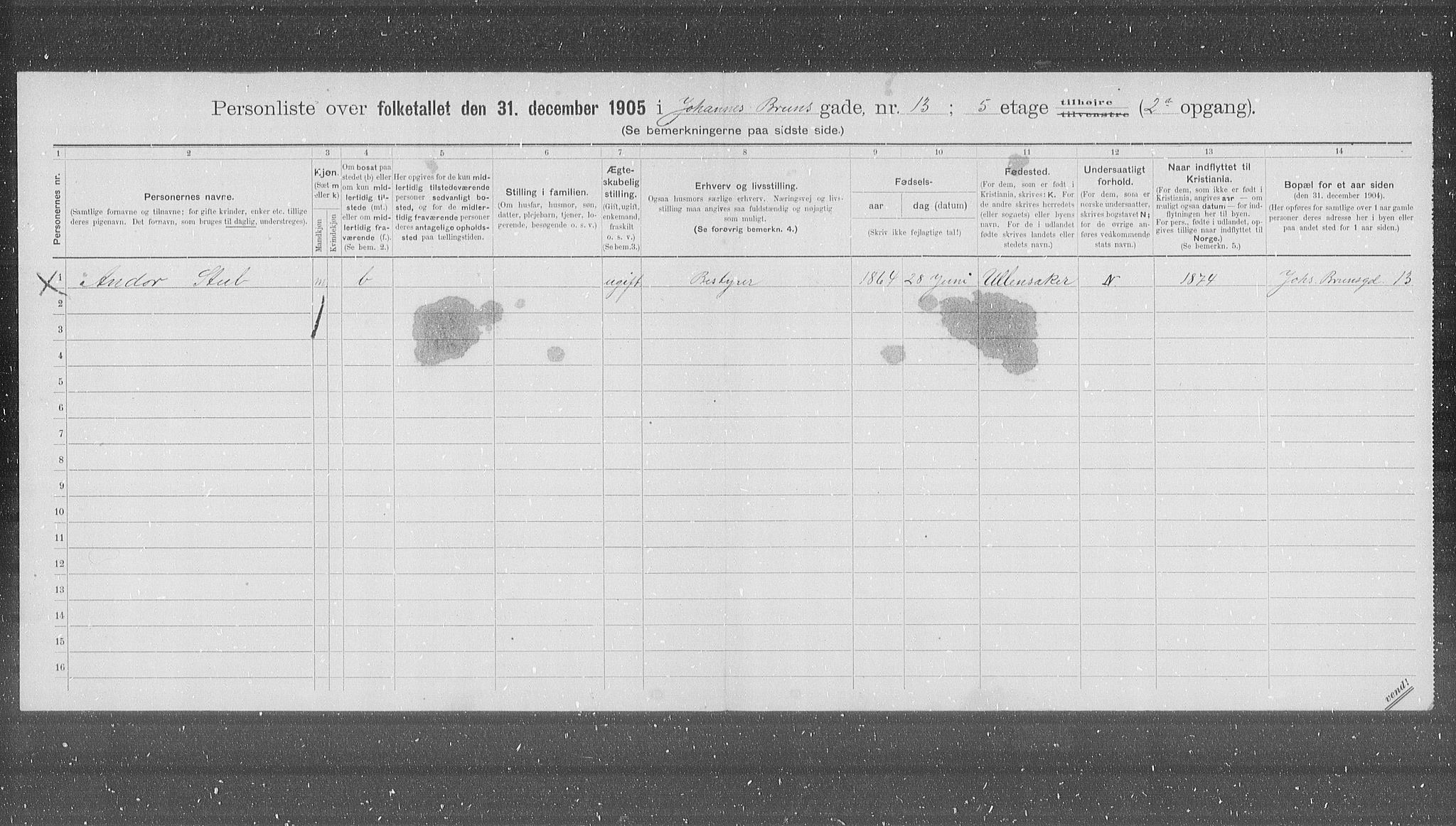 OBA, Kommunal folketelling 31.12.1905 for Kristiania kjøpstad, 1905, s. 24719