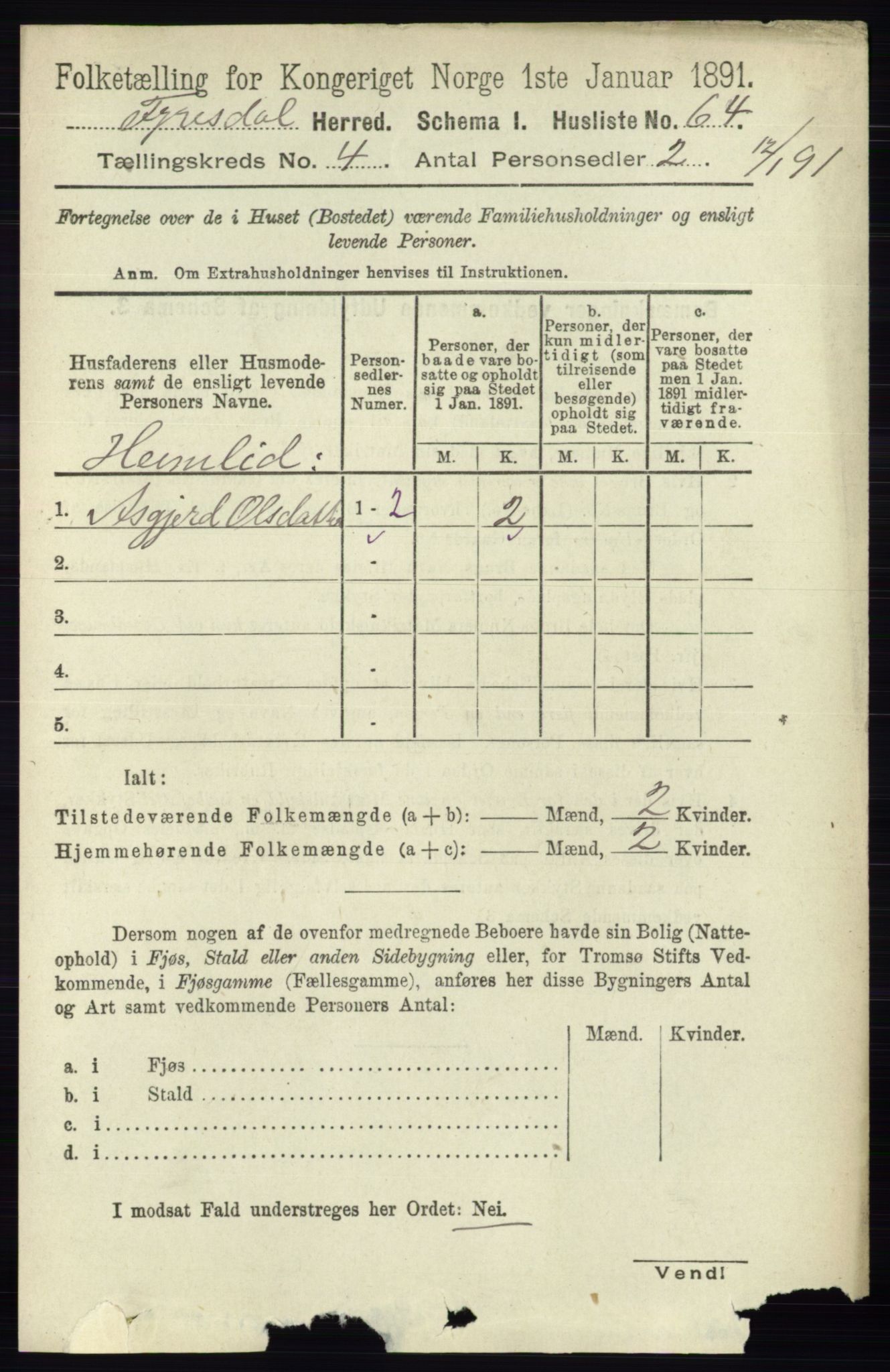 RA, Folketelling 1891 for 0831 Fyresdal herred, 1891, s. 806