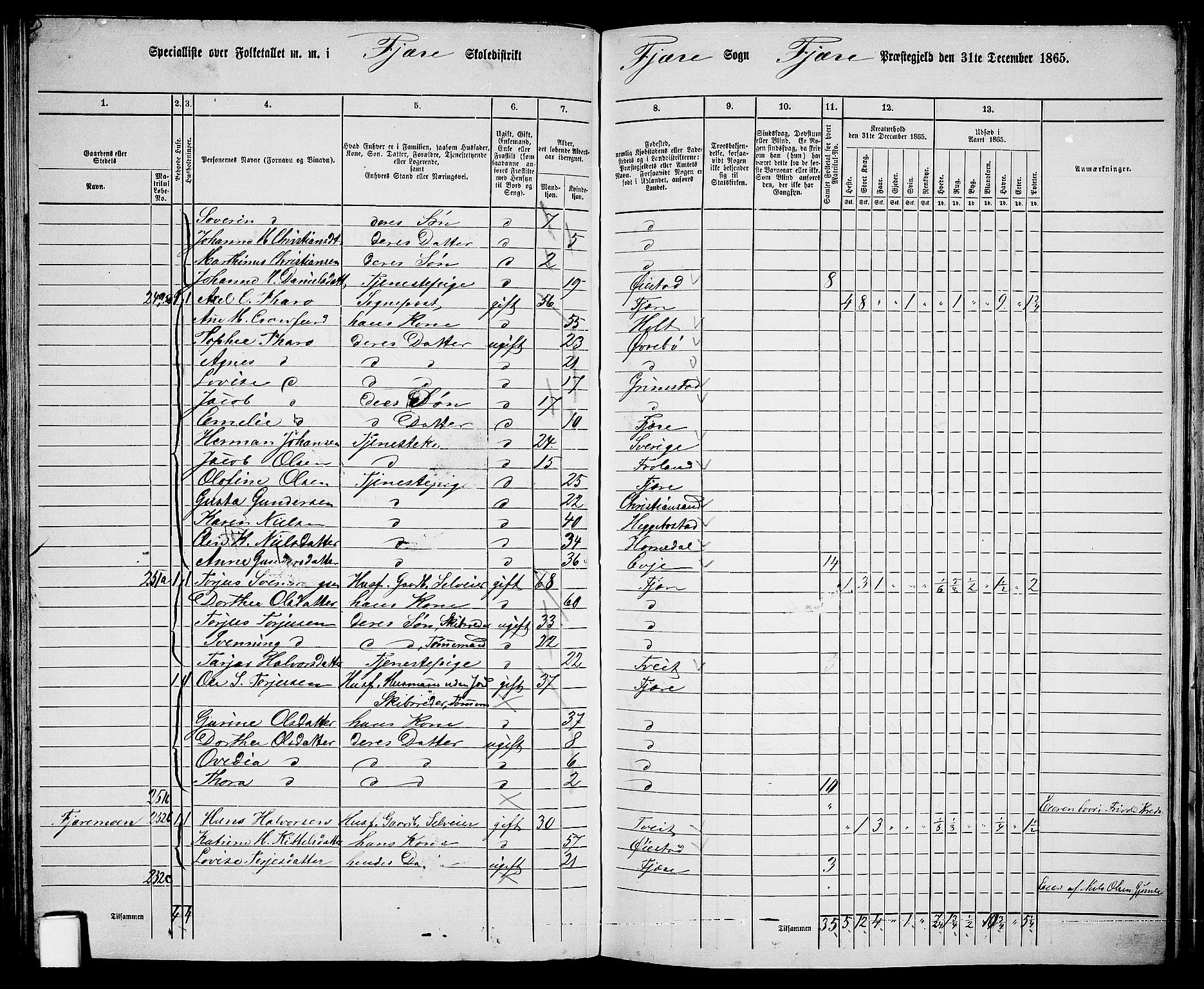 RA, Folketelling 1865 for 0923L Fjære prestegjeld, Fjære sokn, 1865, s. 79