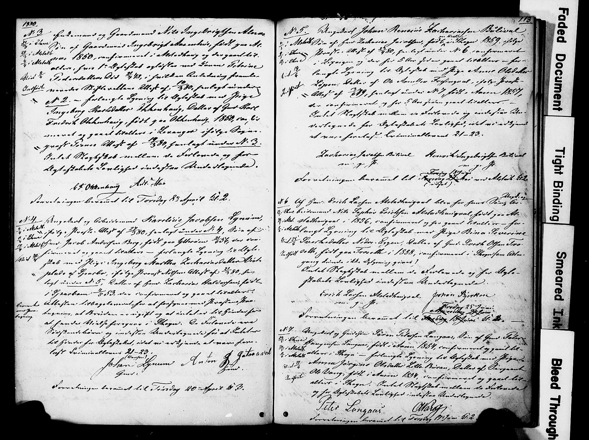 Ministerialprotokoller, klokkerbøker og fødselsregistre - Nord-Trøndelag, AV/SAT-A-1458/717/L0161: Forlovererklæringer nr. 717A11, 1850-1895, s. 113
