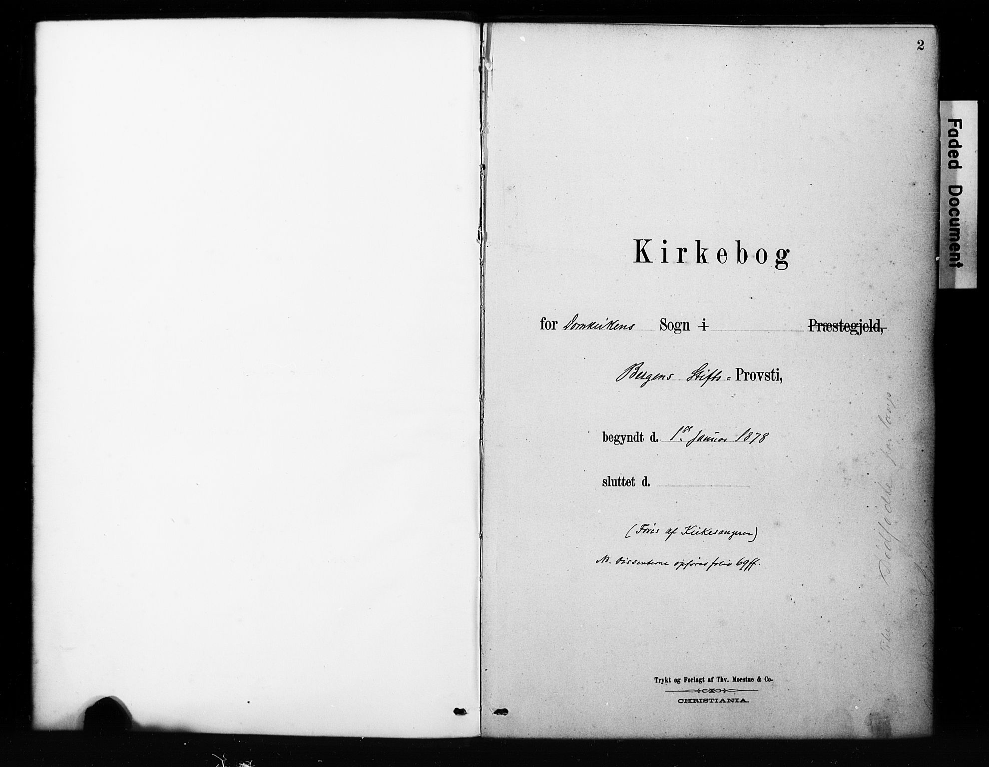Domkirken sokneprestembete, SAB/A-74801/H/Hab/L0045: Klokkerbok nr. G 1, 1878-1916, s. 2