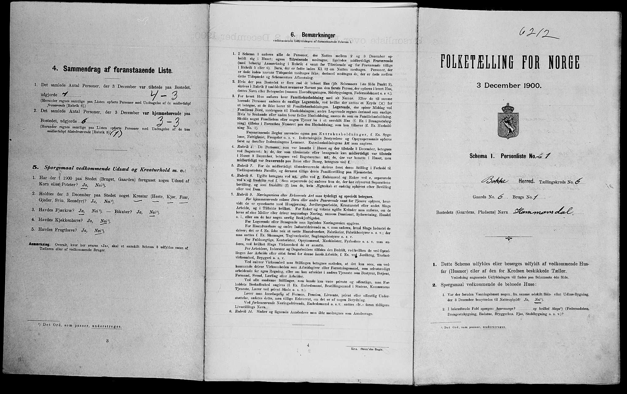 SAK, Folketelling 1900 for 1045 Bakke herred, 1900, s. 319
