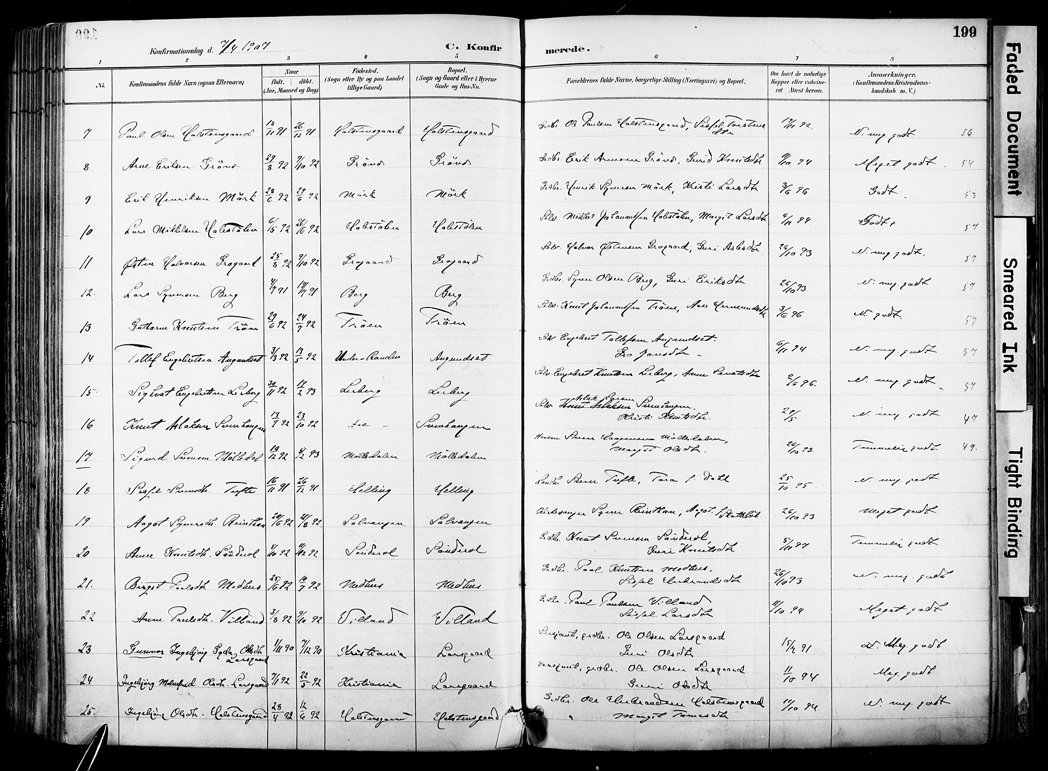 Hol kirkebøker, AV/SAKO-A-227/F/Fa/L0003: Ministerialbok nr. I 3, 1887-1918, s. 199