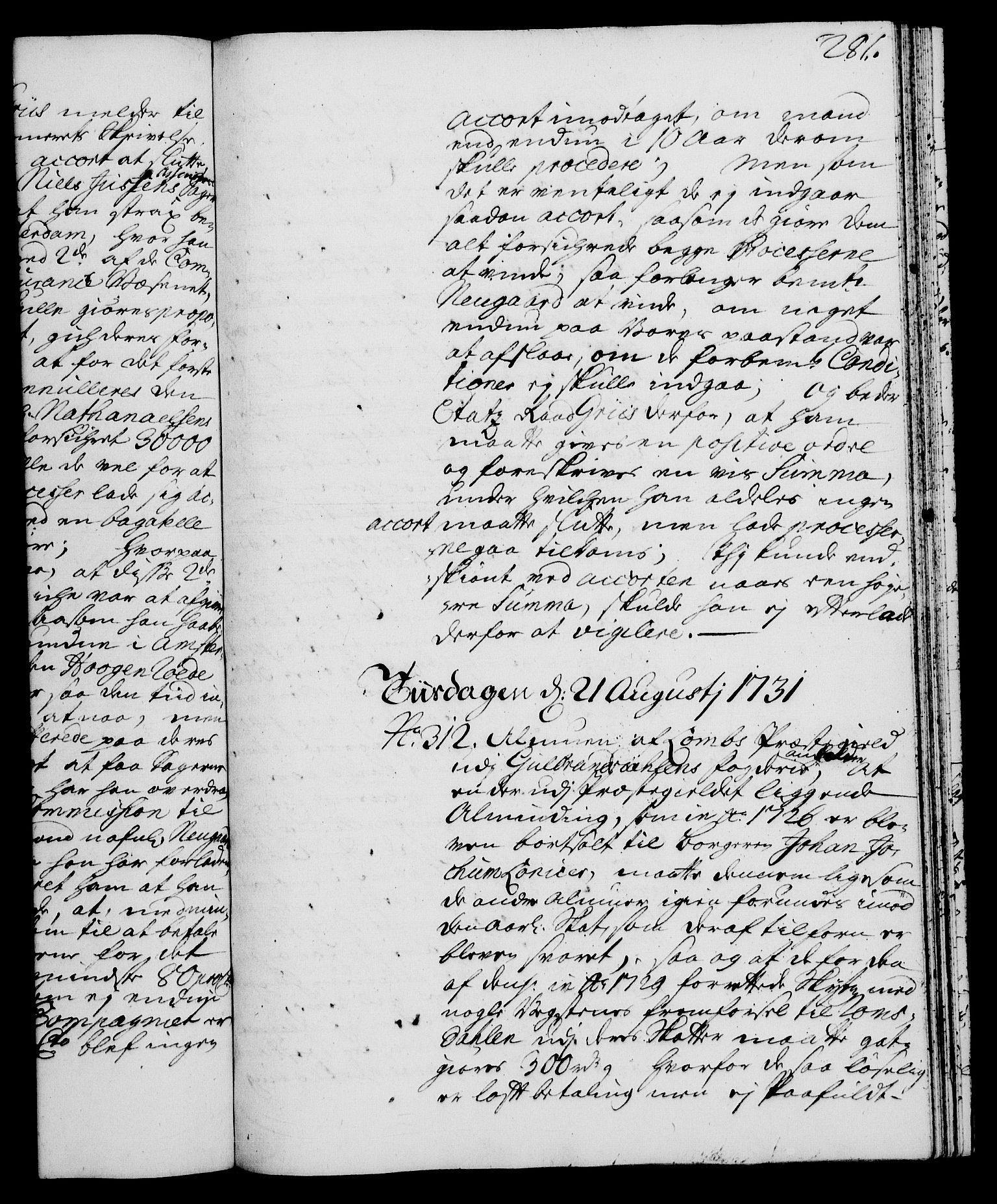 Rentekammeret, Kammerkanselliet, AV/RA-EA-3111/G/Gh/Gha/L0013: Norsk ekstraktmemorialprotokoll (merket RK 53.58), 1731, s. 281