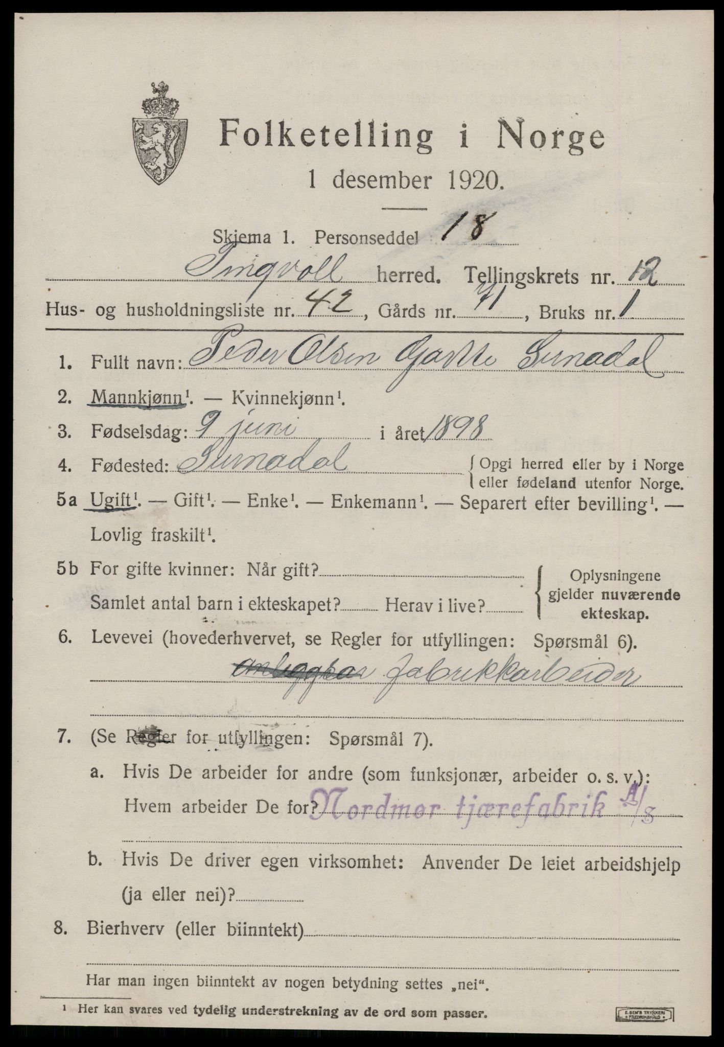 SAT, Folketelling 1920 for 1560 Tingvoll herred, 1920, s. 6616