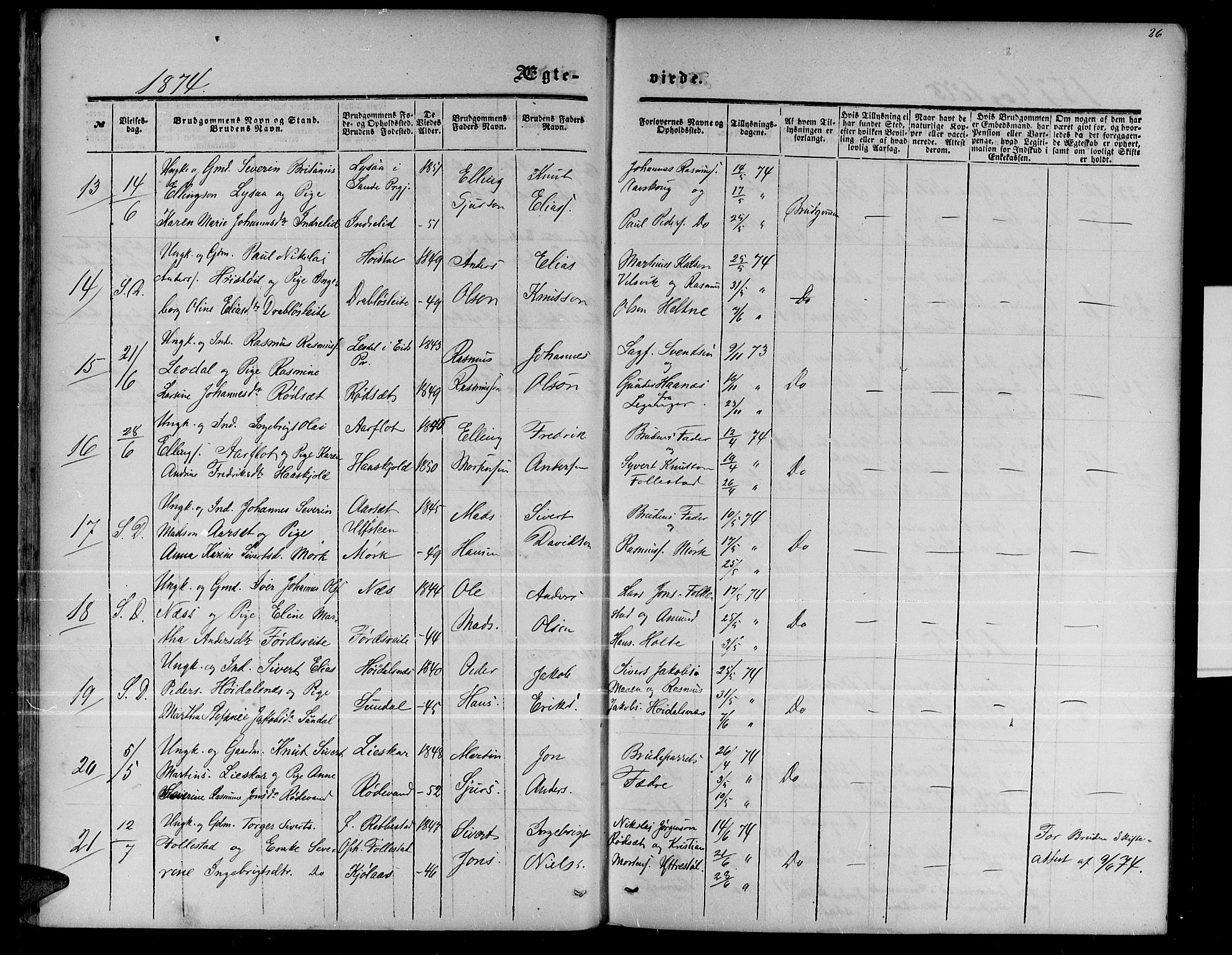 Ministerialprotokoller, klokkerbøker og fødselsregistre - Møre og Romsdal, AV/SAT-A-1454/511/L0157: Klokkerbok nr. 511C03, 1864-1884, s. 26