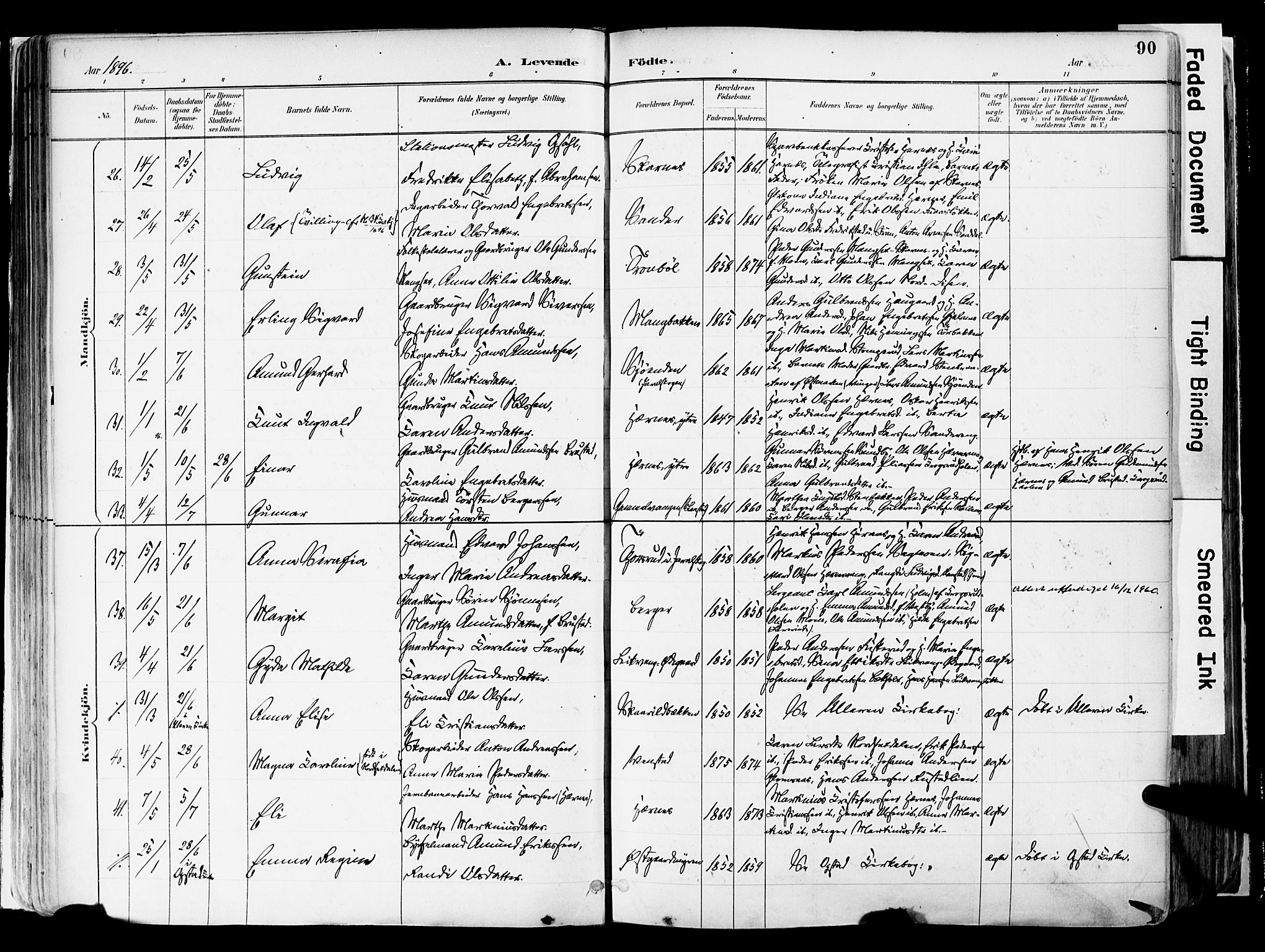 Sør-Odal prestekontor, AV/SAH-PREST-030/H/Ha/Haa/L0006: Ministerialbok nr. 6, 1886-1931, s. 90