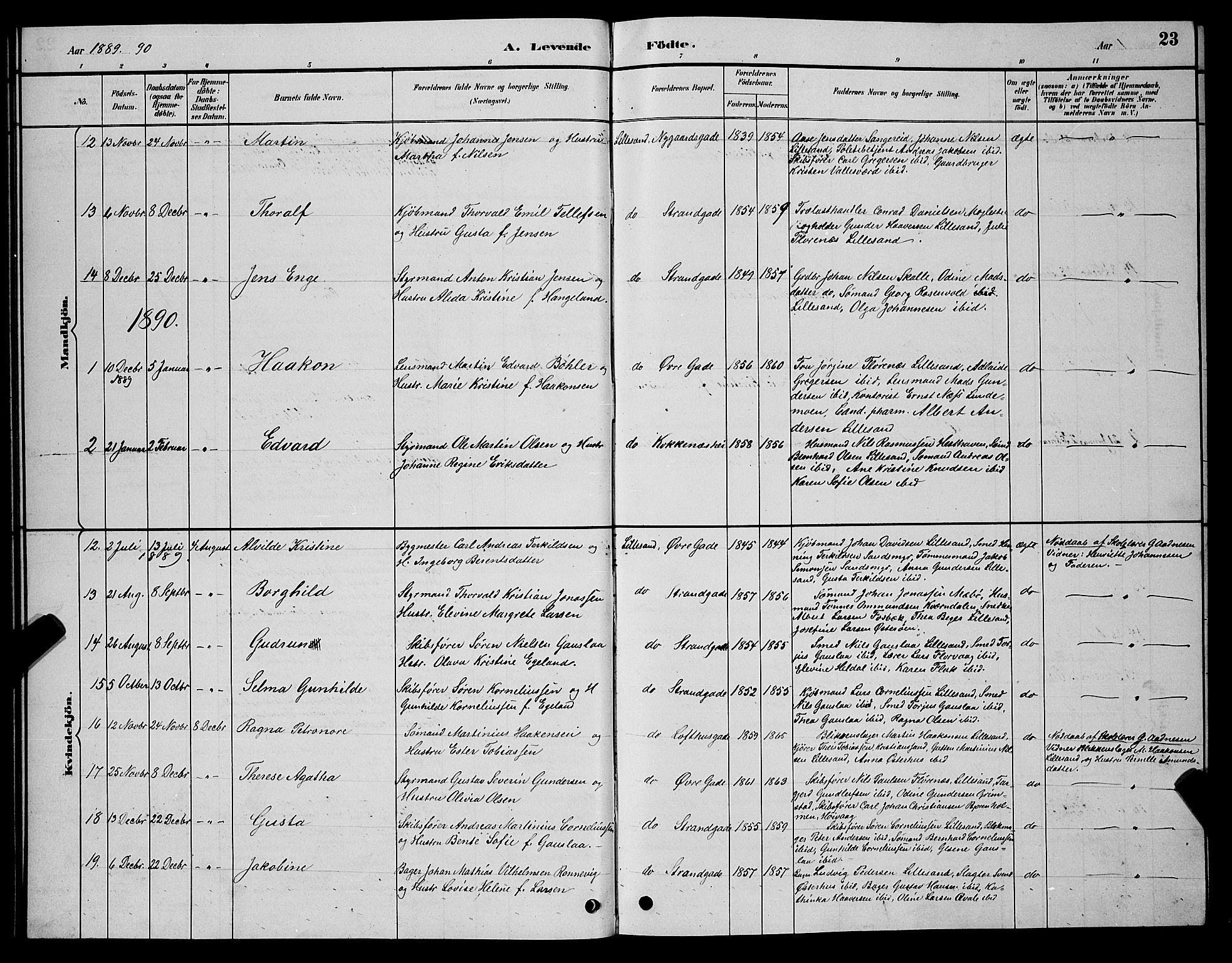 Vestre Moland sokneprestkontor, AV/SAK-1111-0046/F/Fb/Fba/L0001: Klokkerbok nr. B 1, 1884-1903, s. 23