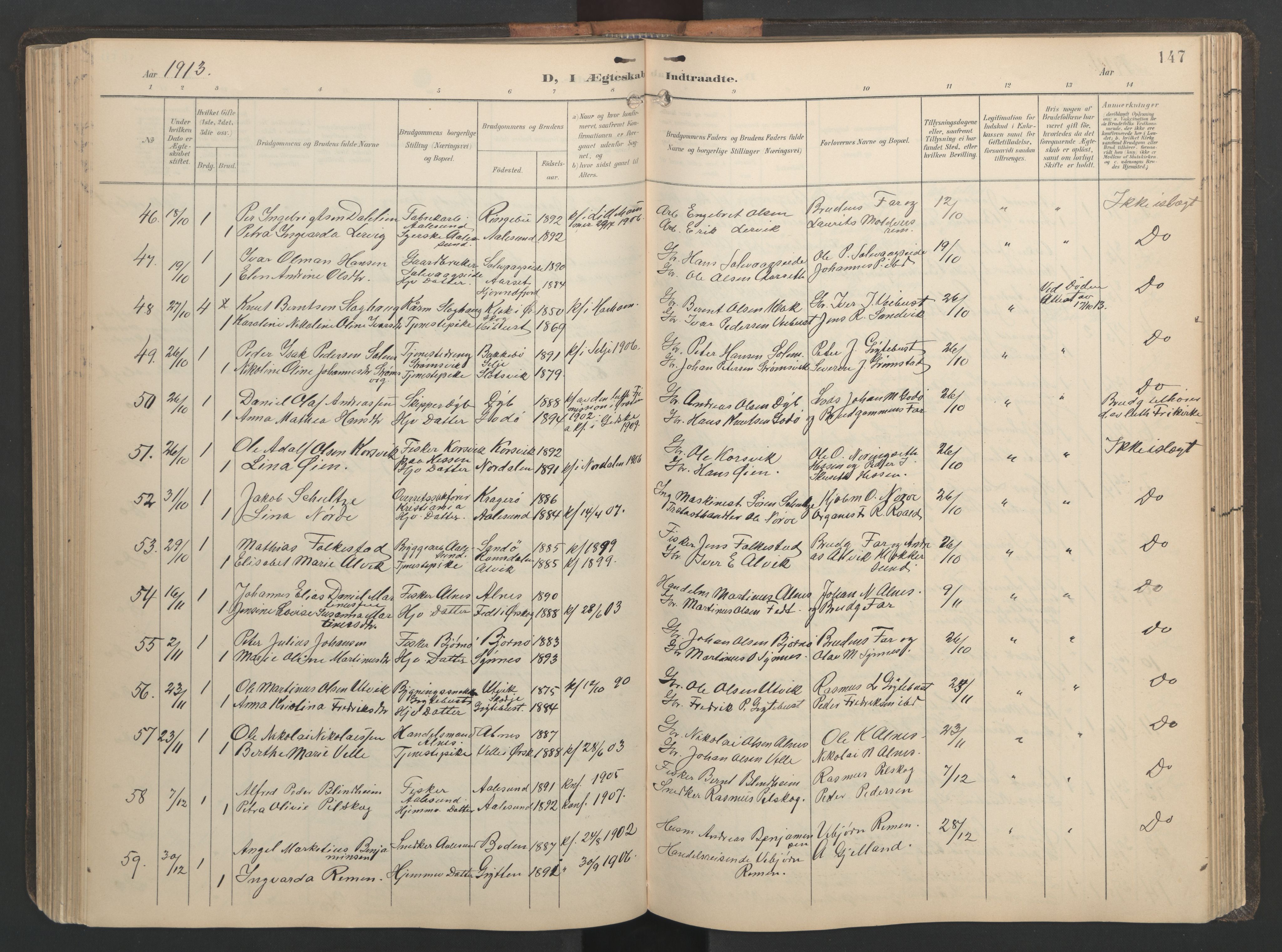 Ministerialprotokoller, klokkerbøker og fødselsregistre - Møre og Romsdal, AV/SAT-A-1454/528/L0433: Klokkerbok nr. 528C14, 1899-1922, s. 147