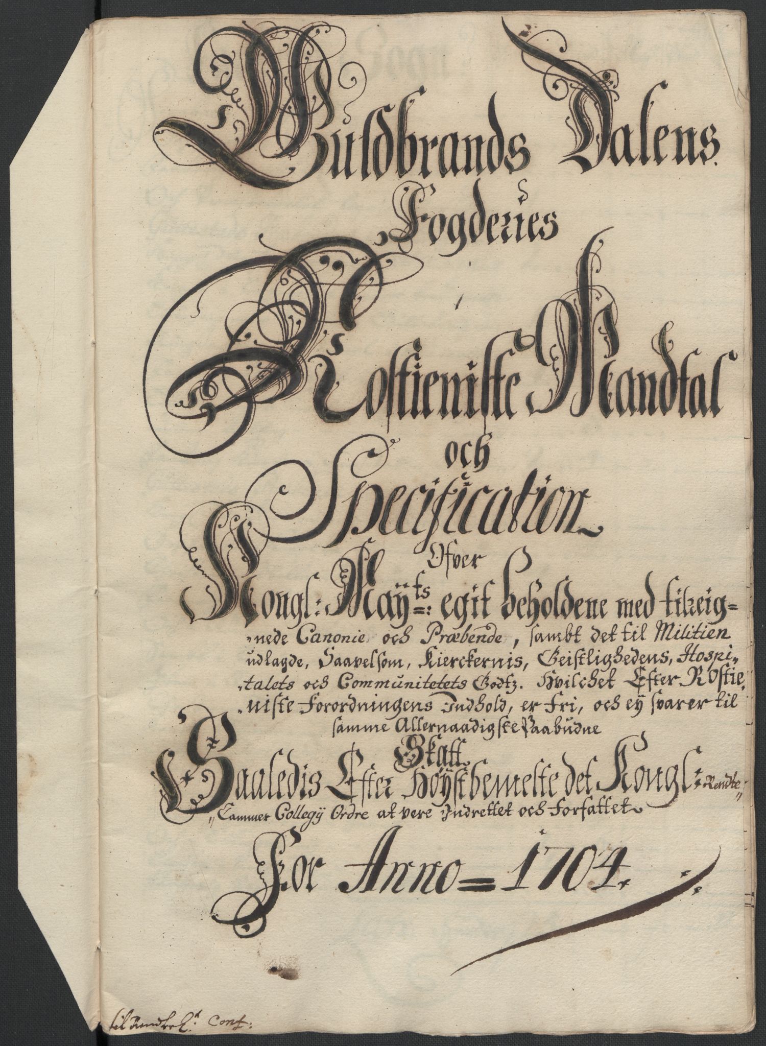 Rentekammeret inntil 1814, Reviderte regnskaper, Fogderegnskap, RA/EA-4092/R17/L1177: Fogderegnskap Gudbrandsdal, 1704, s. 184