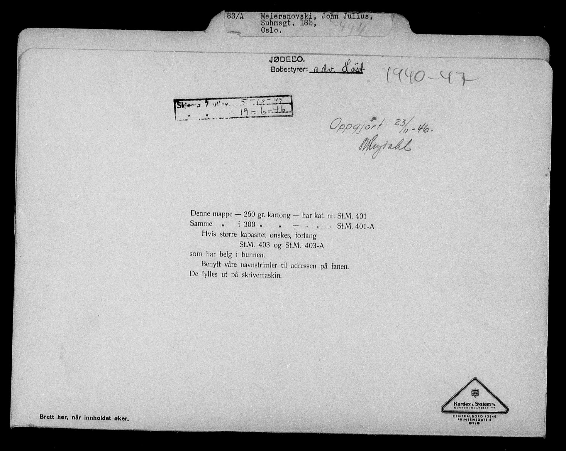Justisdepartementet, Tilbakeføringskontoret for inndratte formuer, AV/RA-S-1564/H/Hc/Hcc/L0963: --, 1945-1947, s. 3