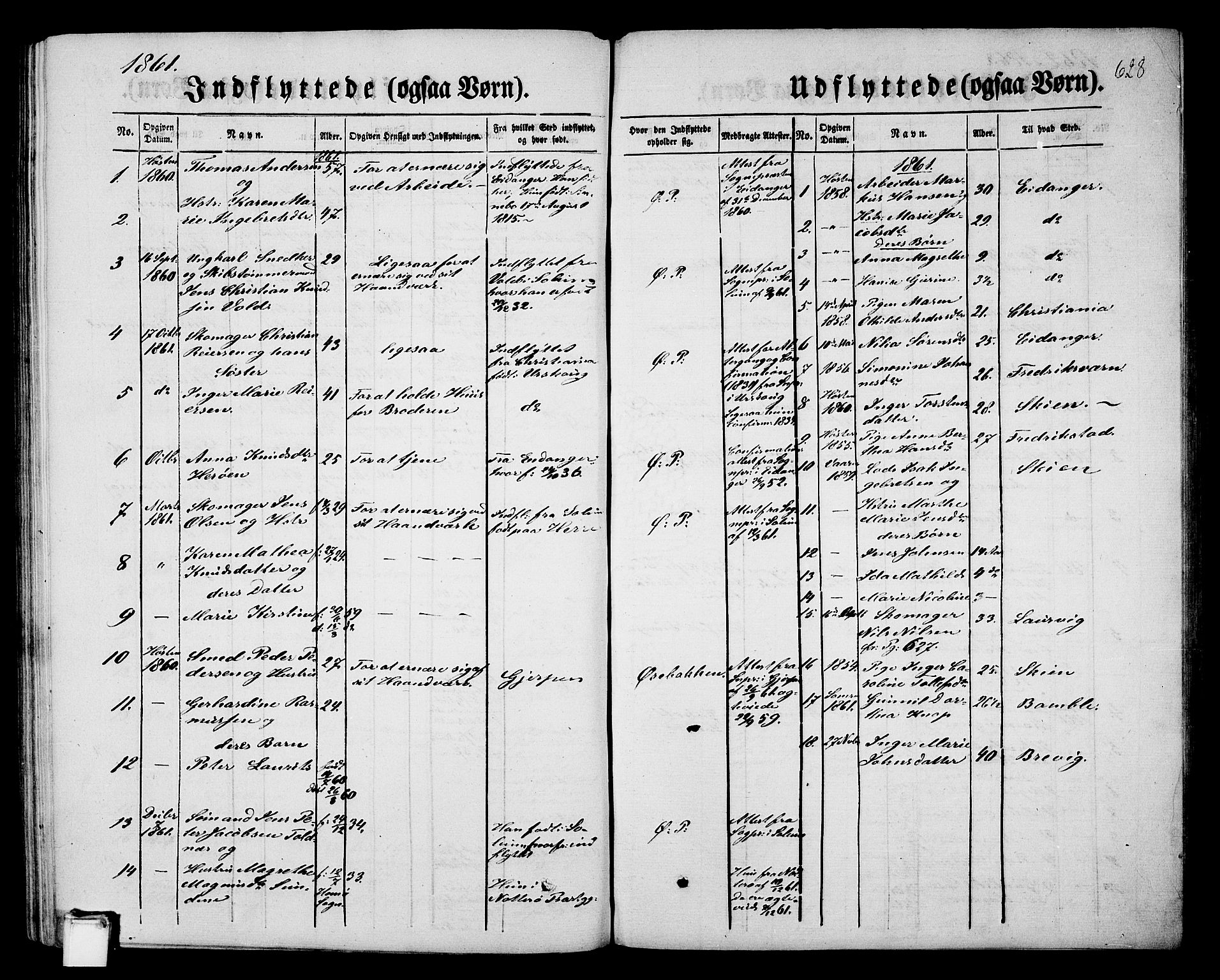 Porsgrunn kirkebøker , AV/SAKO-A-104/G/Gb/L0004: Klokkerbok nr. II 4, 1853-1882, s. 628