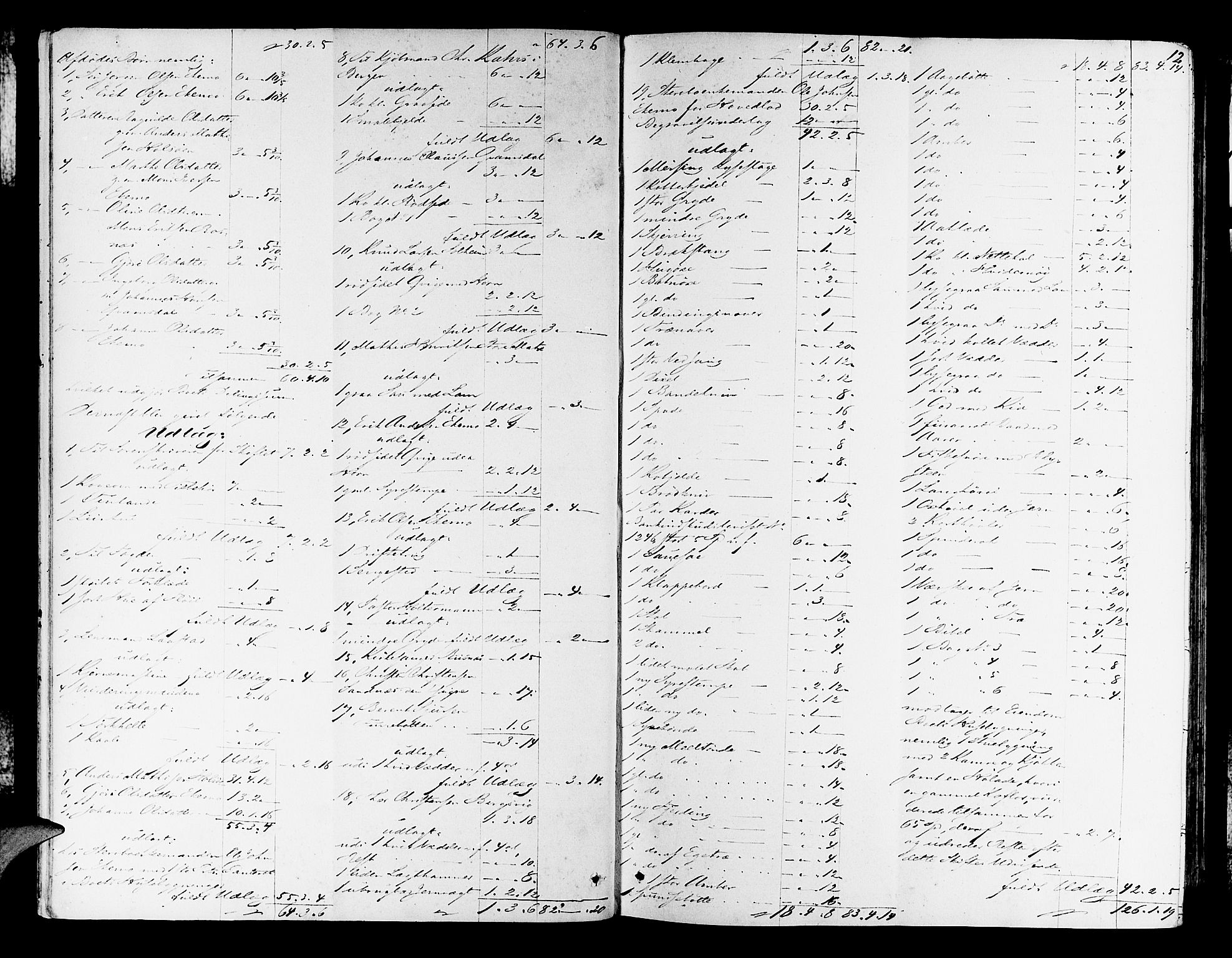 Nordhordland sorenskrivar, SAB/A-2901/1/H/Hd/Hda/L0005: Skifteutlodningsprotokollar, 1851-1857, s. 11b-12a
