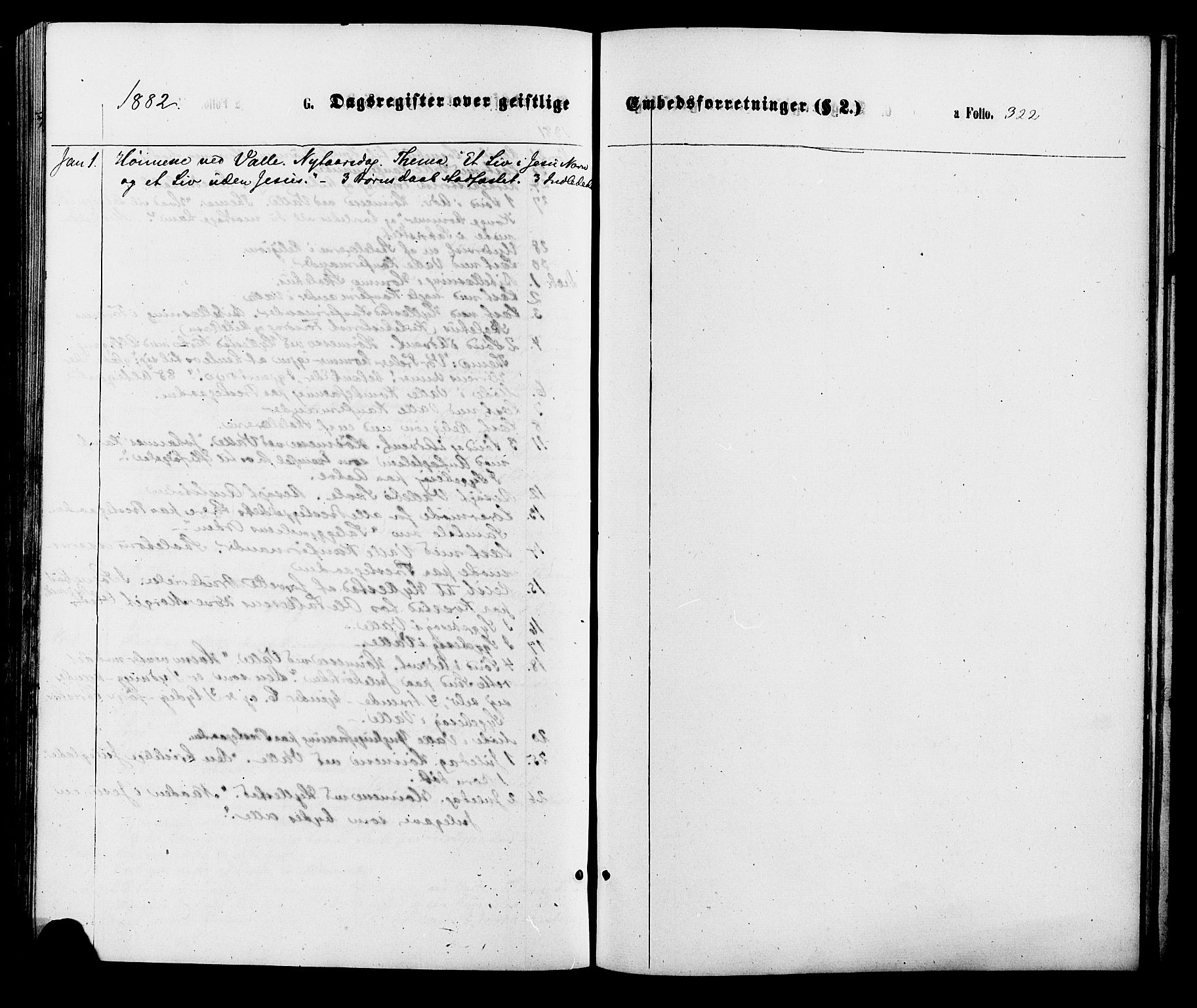Valle sokneprestkontor, SAK/1111-0044/F/Fa/Fac/L0008: Ministerialbok nr. A 8, 1868-1882, s. 322