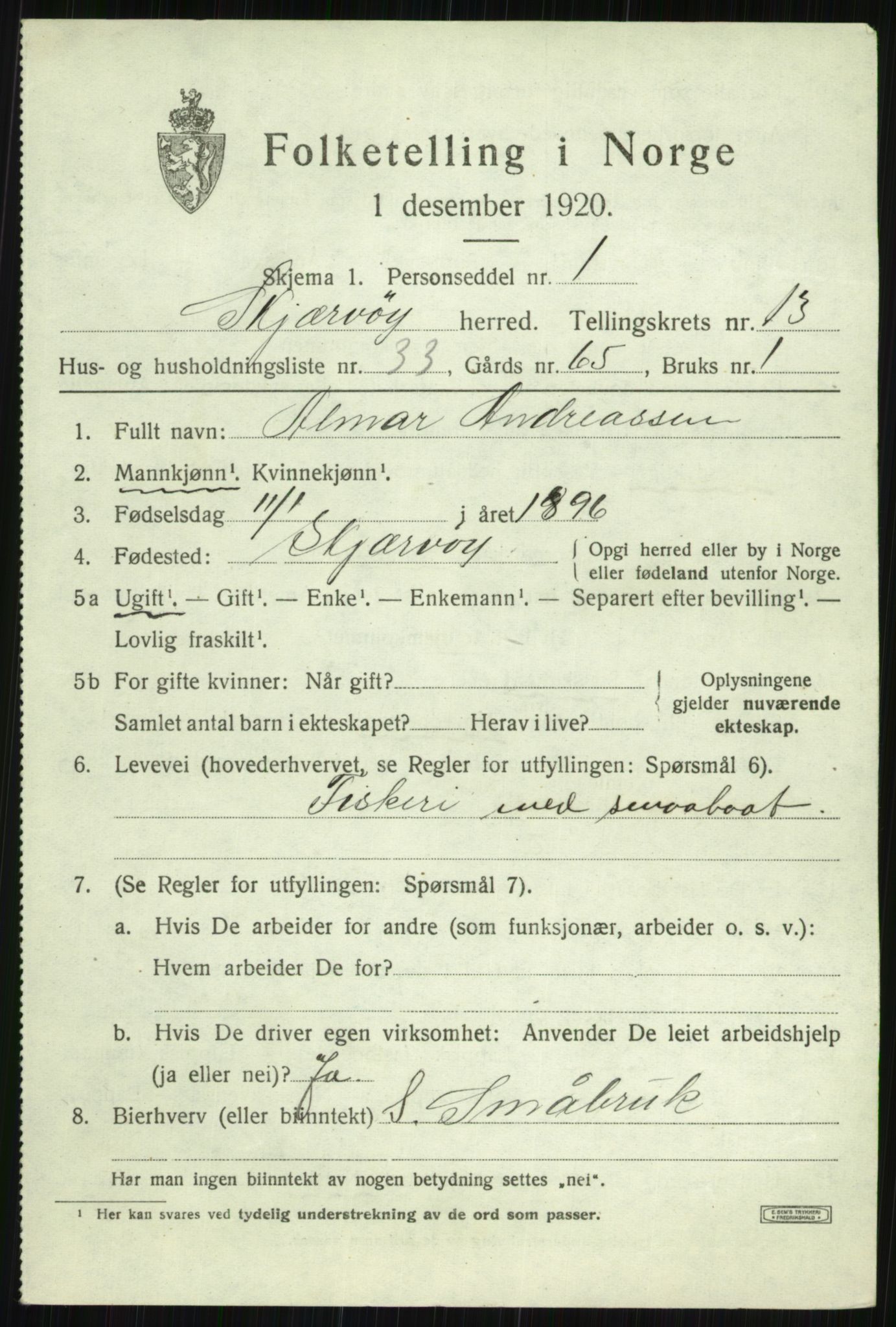 SATØ, Folketelling 1920 for 1941 Skjervøy herred, 1920, s. 6797