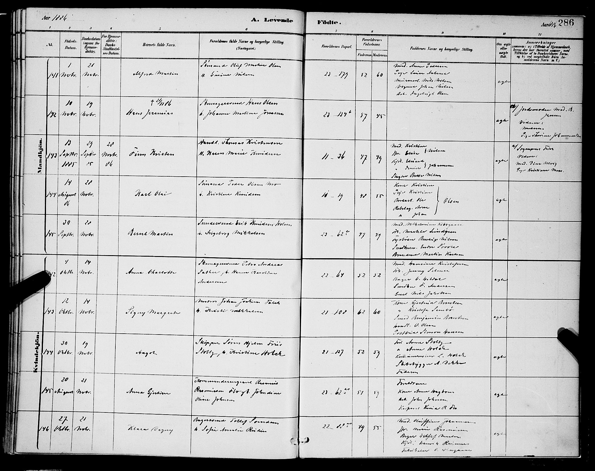 Korskirken sokneprestembete, AV/SAB-A-76101/H/Hab: Klokkerbok nr. B 8, 1878-1887, s. 286