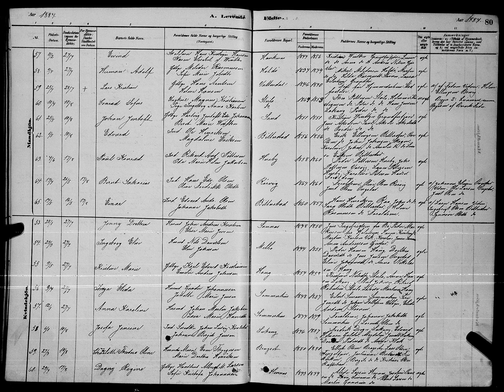 Ministerialprotokoller, klokkerbøker og fødselsregistre - Nordland, SAT/A-1459/888/L1267: Klokkerbok nr. 888C05, 1878-1890, s. 80