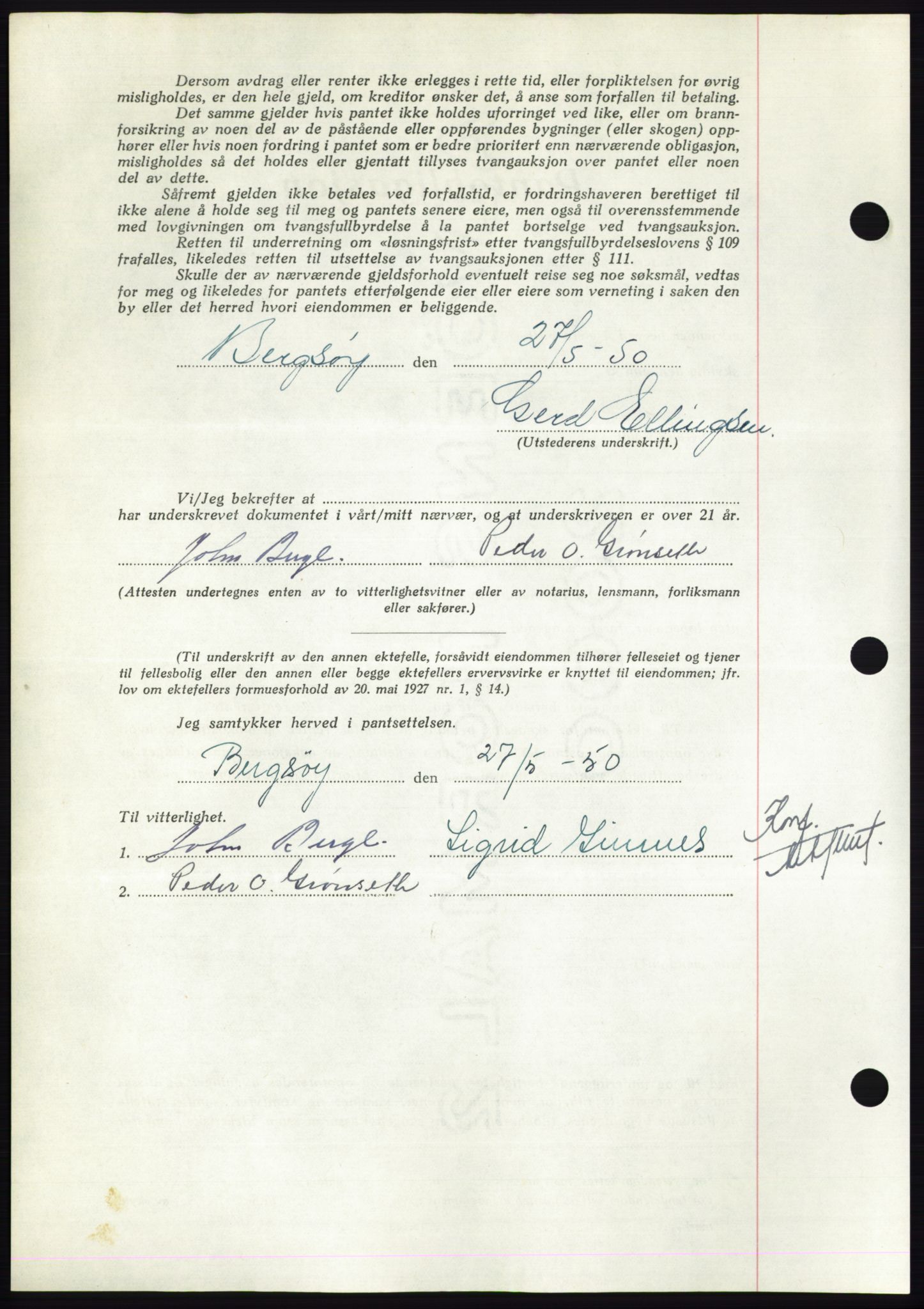 Nordmøre sorenskriveri, AV/SAT-A-4132/1/2/2Ca: Pantebok nr. B105, 1950-1950, Dagboknr: 2751/1950