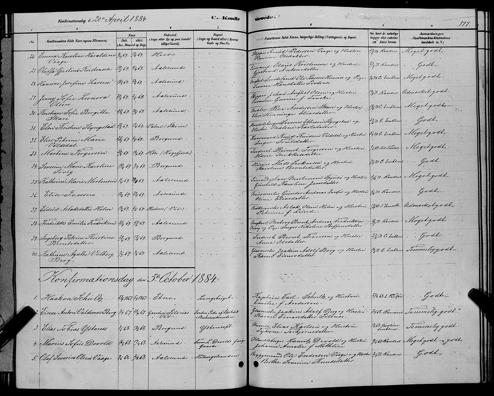 Ministerialprotokoller, klokkerbøker og fødselsregistre - Møre og Romsdal, AV/SAT-A-1454/529/L0466: Klokkerbok nr. 529C03, 1878-1888, s. 177