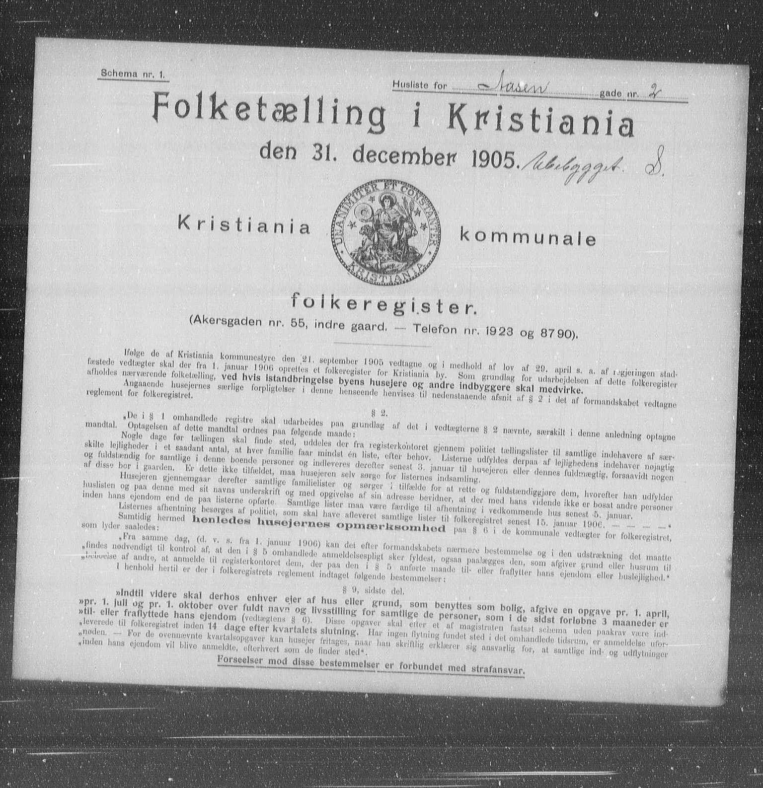 OBA, Kommunal folketelling 31.12.1905 for Kristiania kjøpstad, 1905, s. 68893