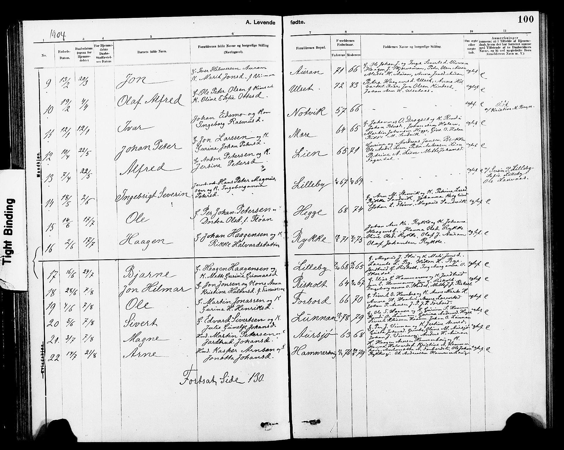 Ministerialprotokoller, klokkerbøker og fødselsregistre - Nord-Trøndelag, SAT/A-1458/712/L0103: Klokkerbok nr. 712C01, 1878-1917, s. 100