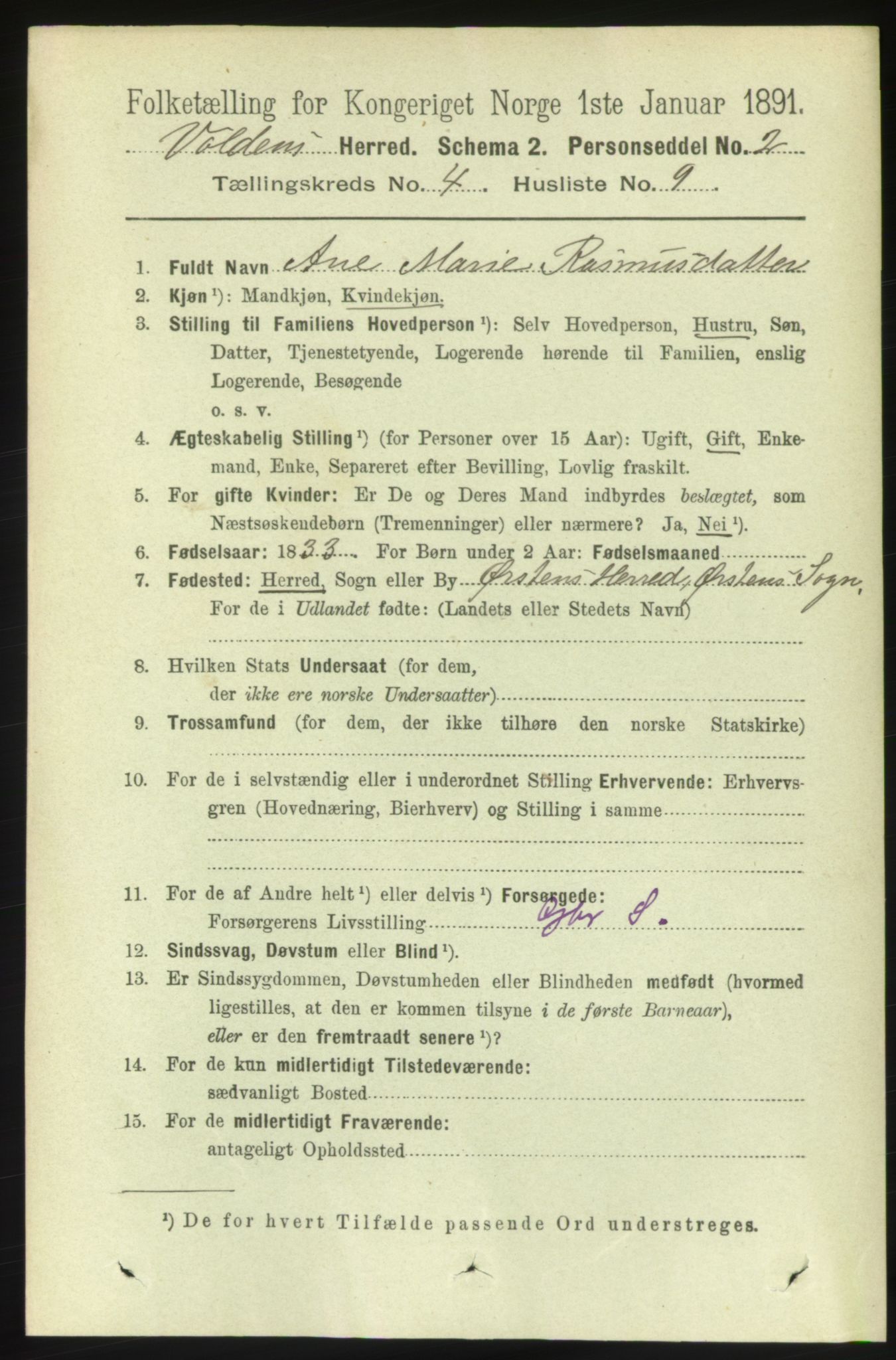 RA, Folketelling 1891 for 1519 Volda herred, 1891, s. 2022