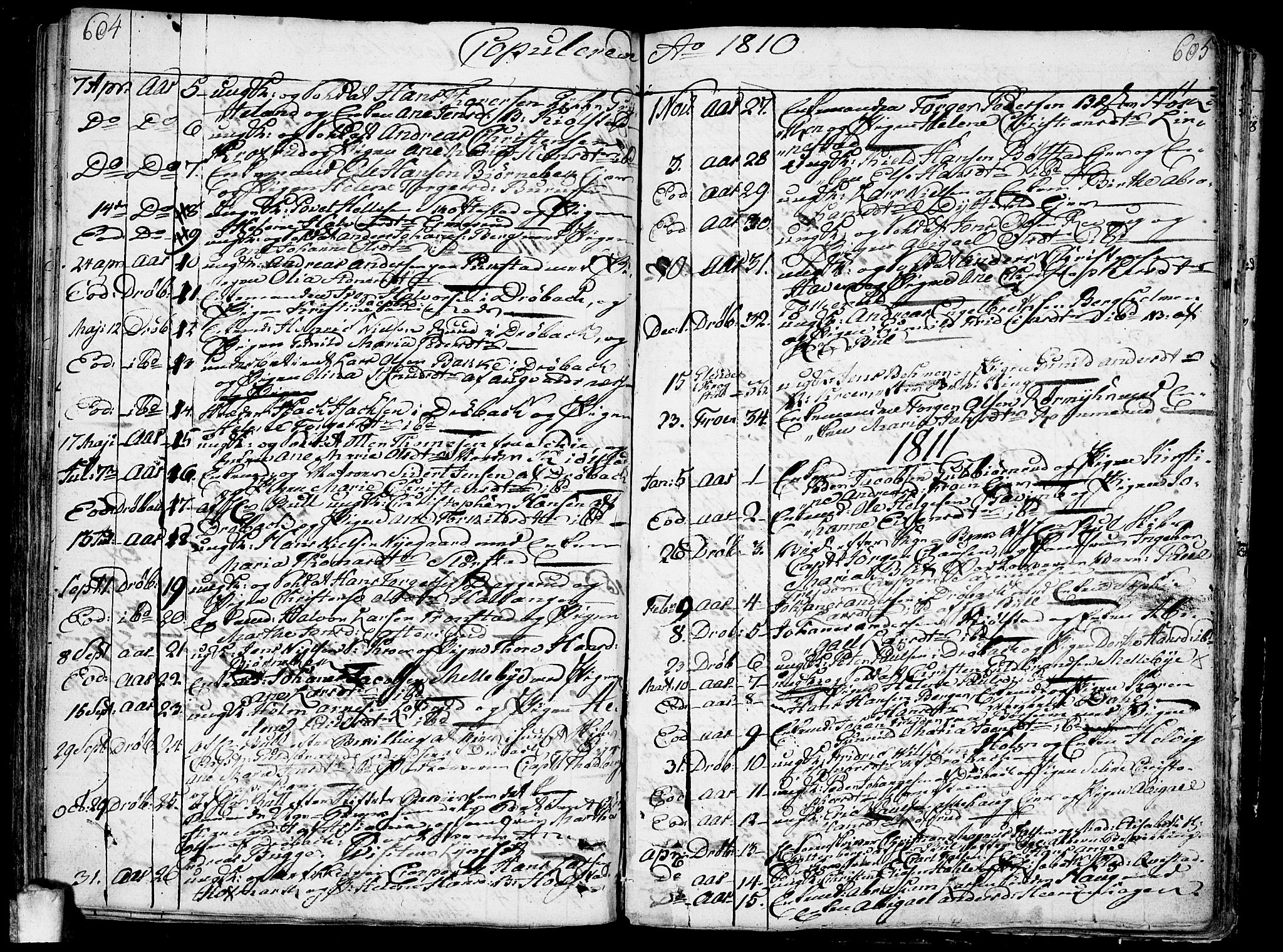 Ås prestekontor Kirkebøker, AV/SAO-A-10894/F/Fa/L0002: Ministerialbok nr. I 2, 1778-1813, s. 604-605