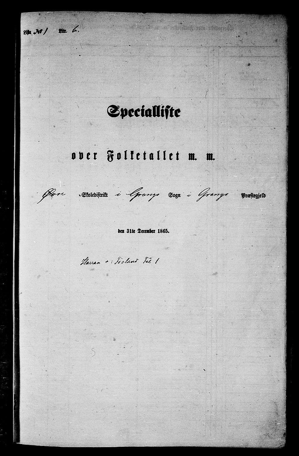 RA, Folketelling 1865 for 1742P Grong prestegjeld, 1865, s. 25