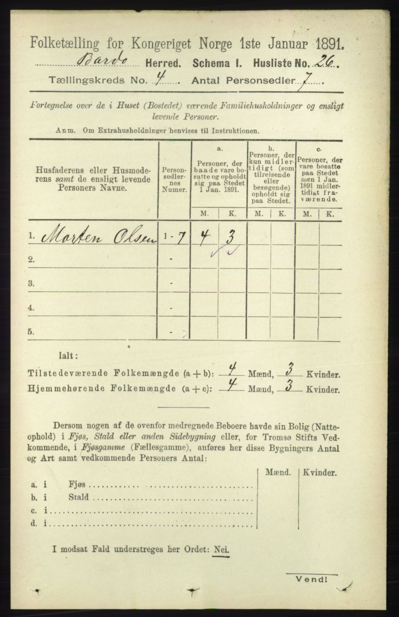 RA, Folketelling 1891 for 1922 Bardu herred, 1891, s. 1302