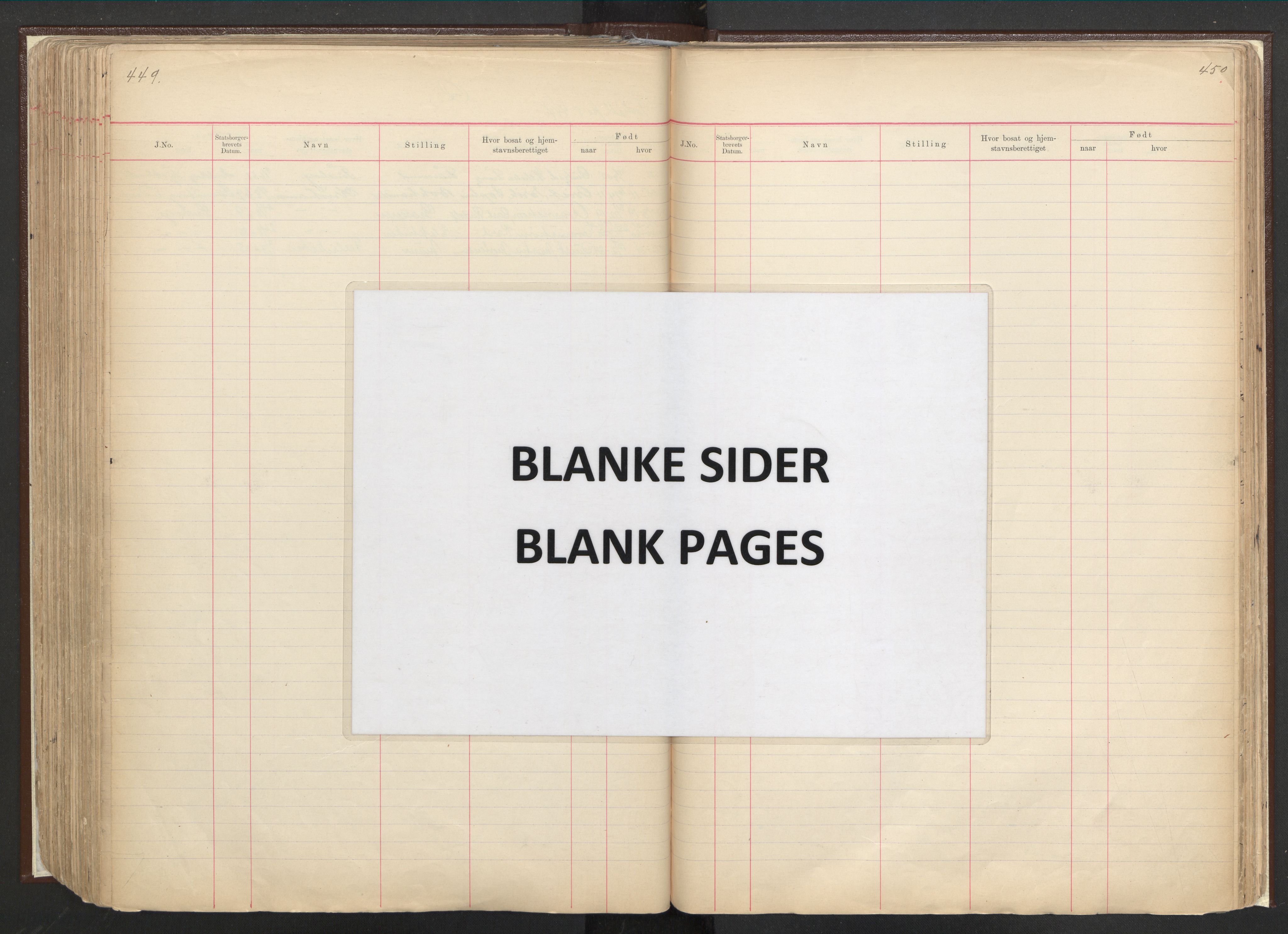 Justisdepartementet, 3. politikontor P3, AV/RA-S-1051/C/Cc/L0001: Journal over statsborgersaker, 1891-1946, s. 449-450