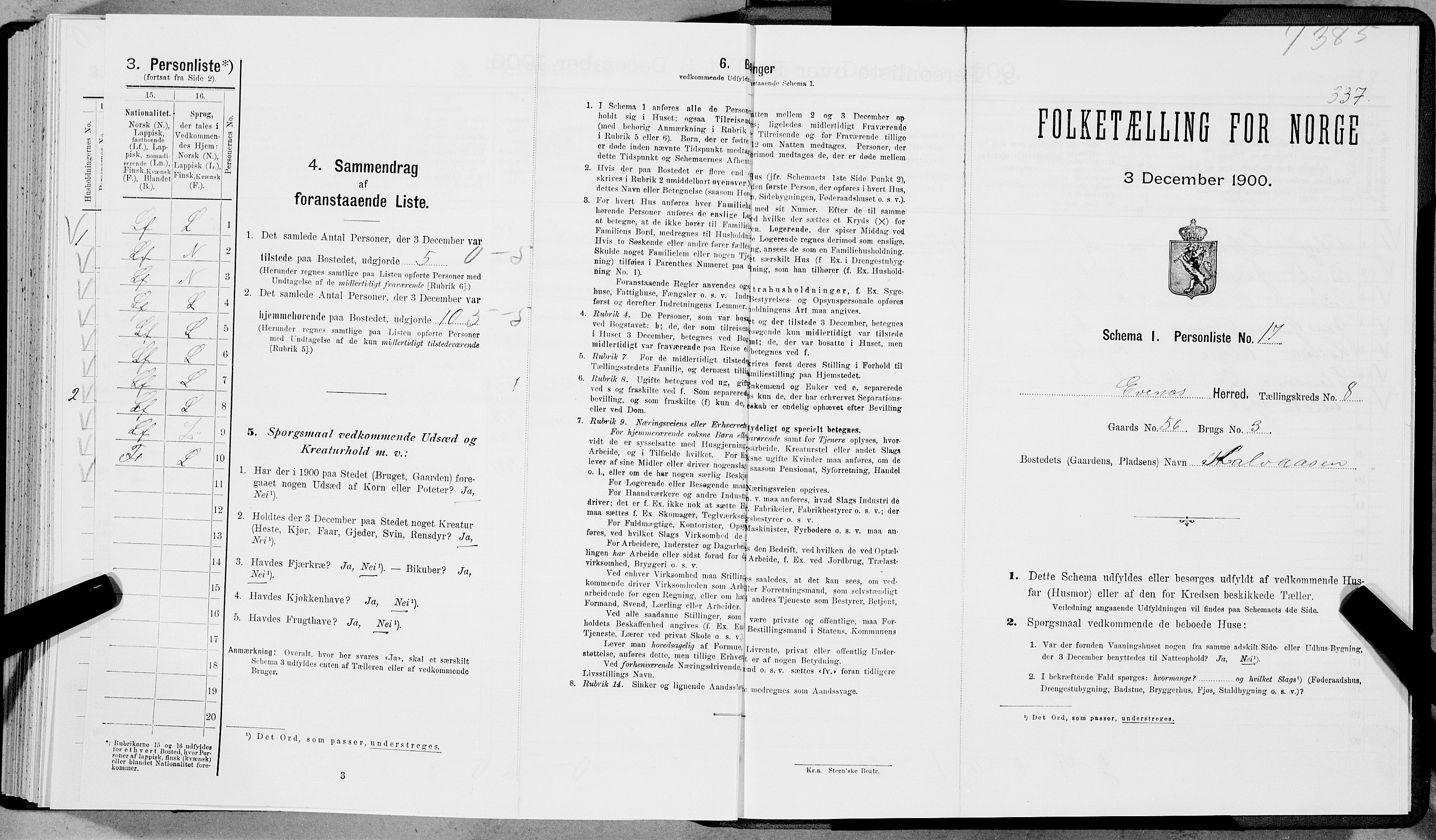 SAT, Folketelling 1900 for 1853 Evenes herred, 1900, s. 683