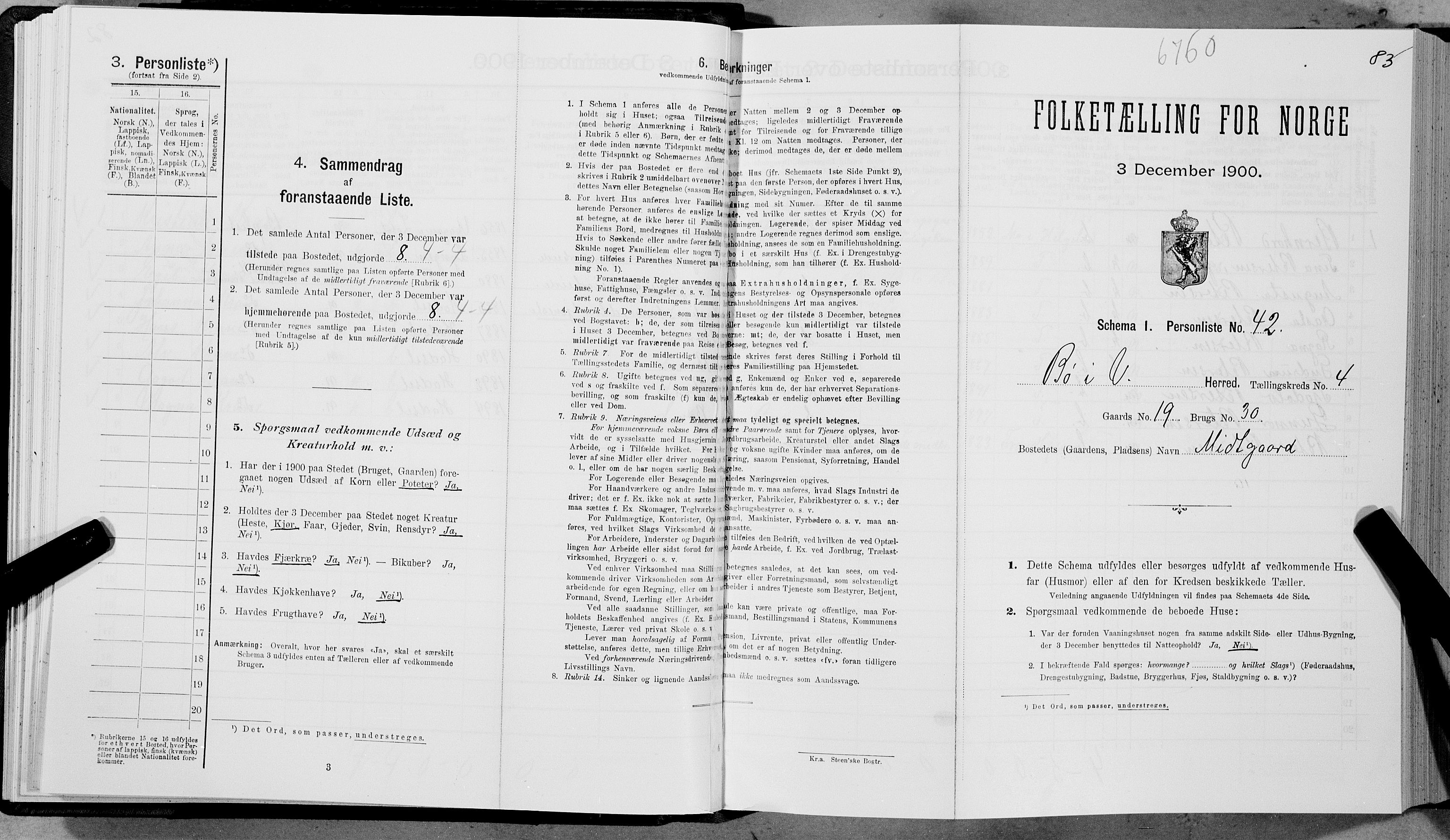 SAT, Folketelling 1900 for 1867 Bø herred, 1900, s. 493