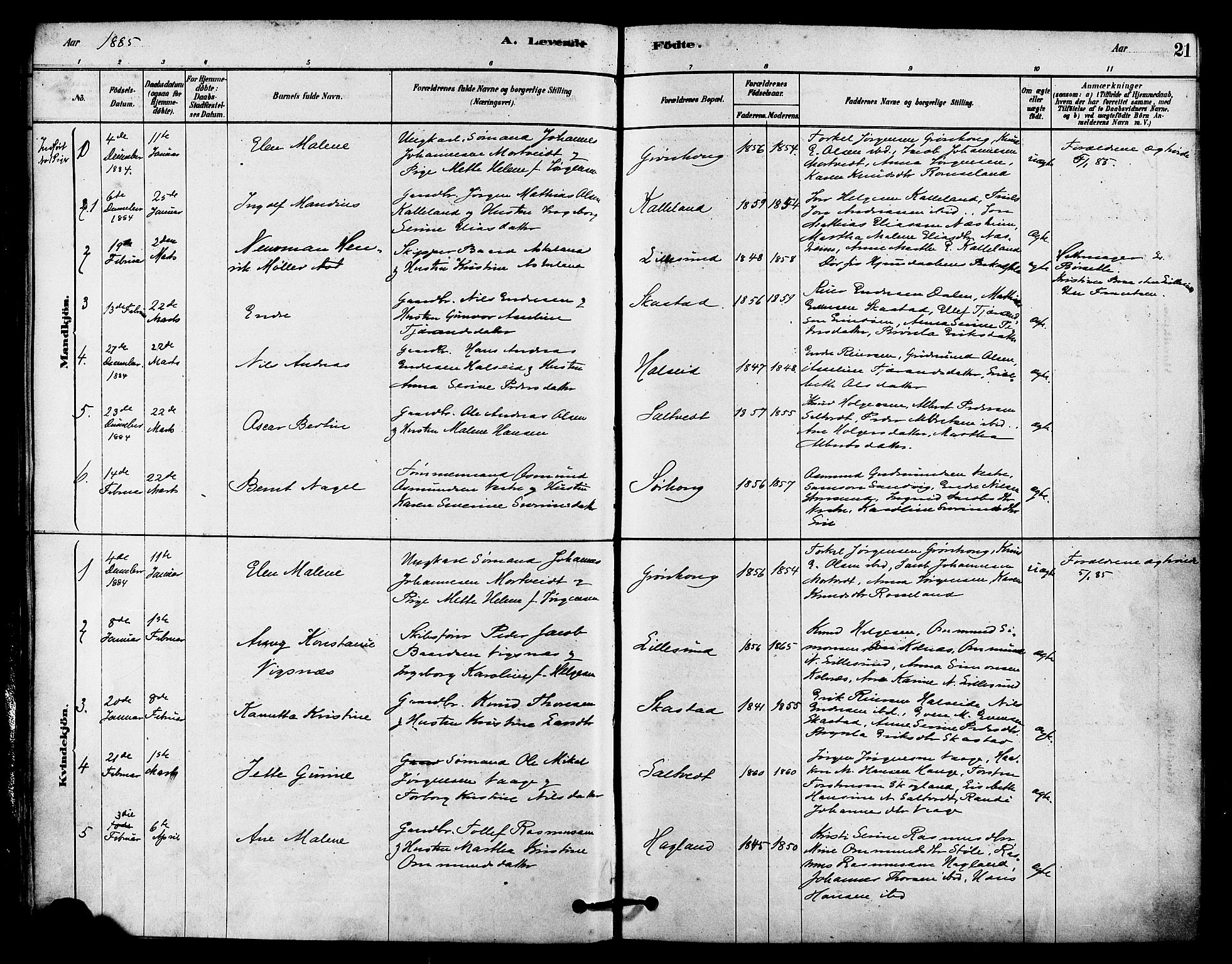 Haugesund sokneprestkontor, SAST/A -101863/H/Ha/Haa/L0002: Ministerialbok nr. A 2, 1878-1886, s. 21