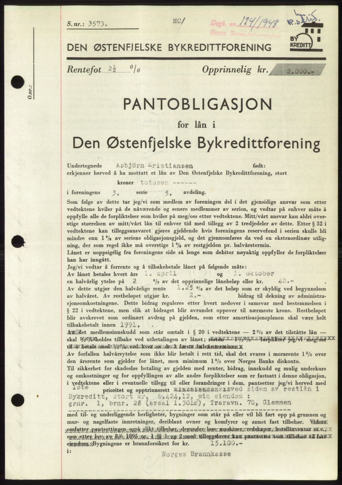 Onsøy sorenskriveri, SAO/A-10474/G/Ga/Gac/L0006: Pantebok nr. B 12-6, 1947-1948, Dagboknr: 124/1948